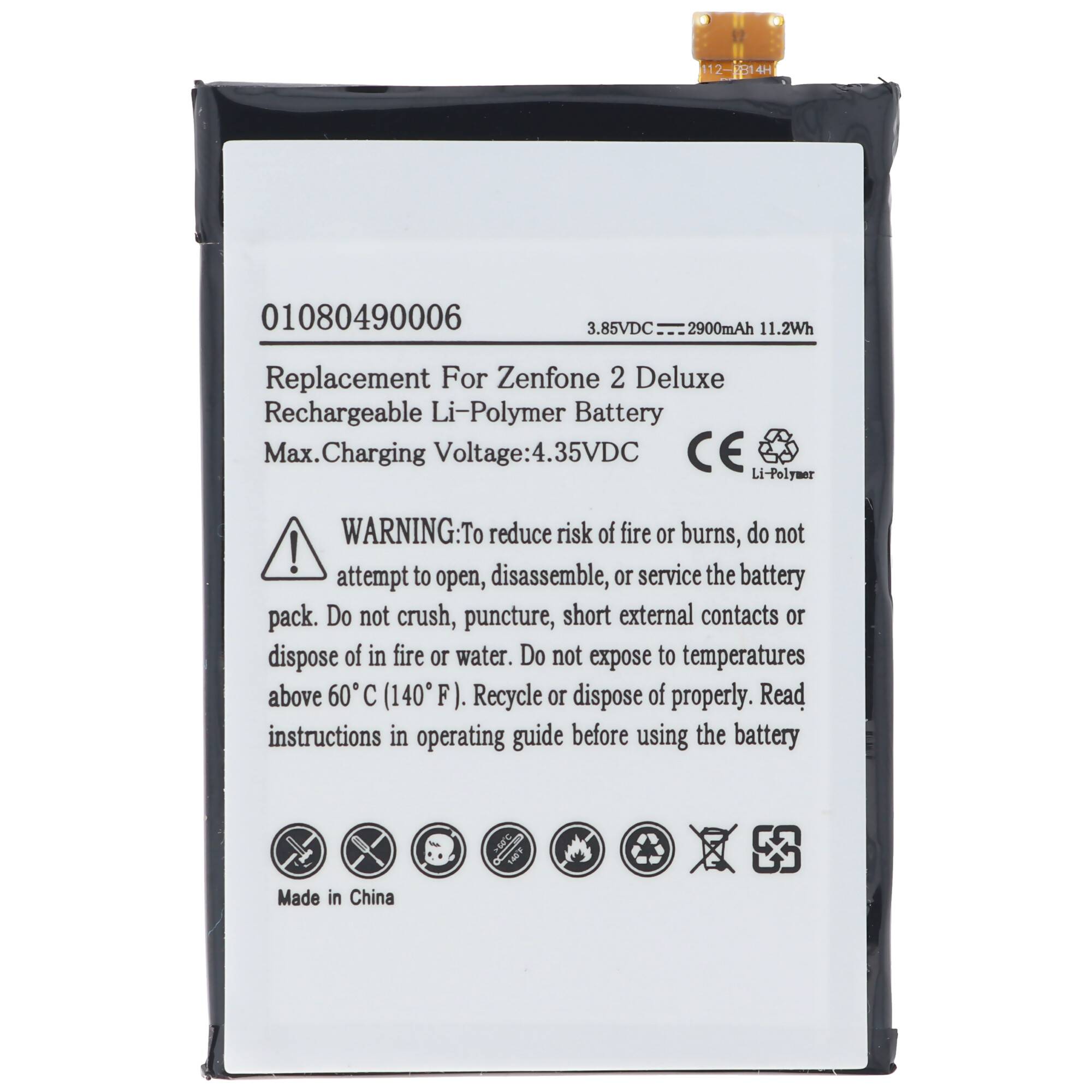 Akku passend für Asus Zenfone 2 Deluxe, Li-Polymer, 3,85V, 2900mAh, 11,2Wh, built-in, ohne Werkzeug