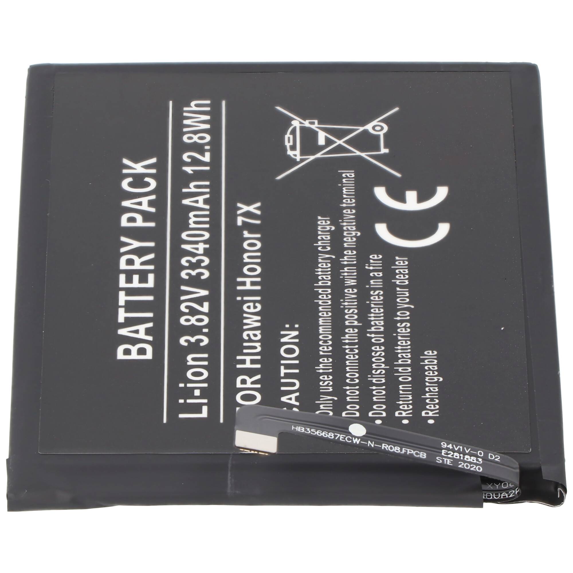 Akku passend für Huawei Honor 7X Akkutyp HB356687ECW, 3,82V, 3340mAh, 12,8Wh, built-in, ohne Werkzeug