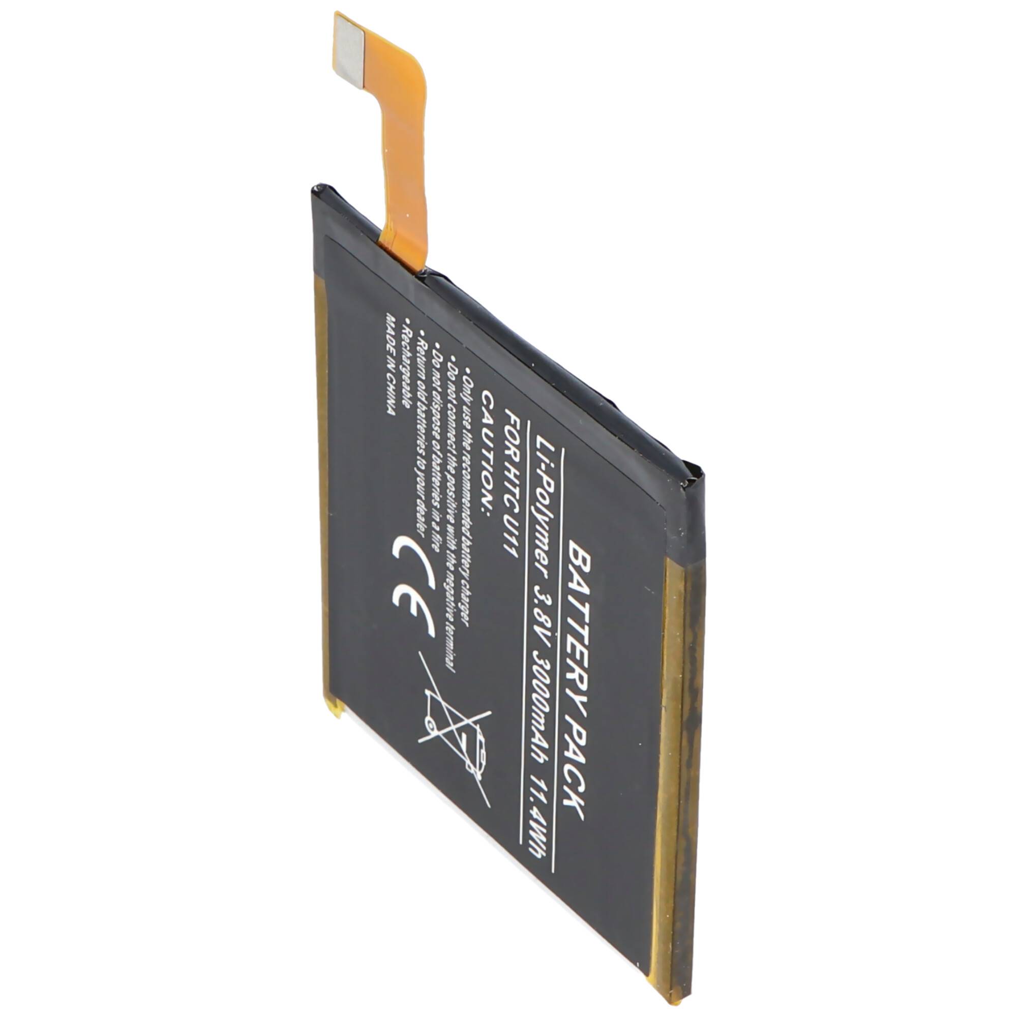 Akku passend für HTC U11, Li-Polymer, 3,8V, 3000mAh, 11,4Wh, built-in, ohne Werkzeug