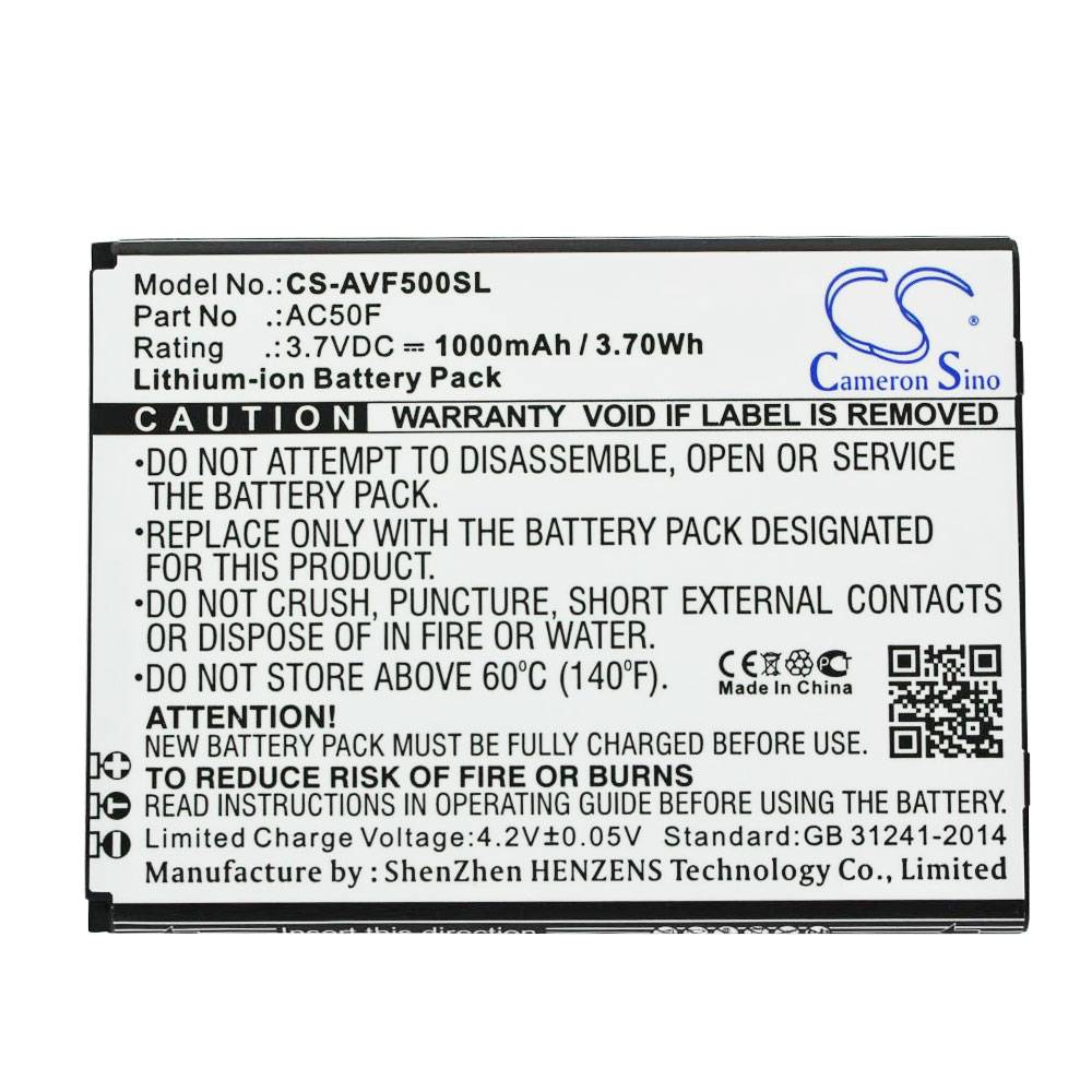 Akku nur passend für Archos 50F Neon Akku AC50FNEV, AC50F, Li-ion, 3,7V, 1000mAh, 3,7Wh