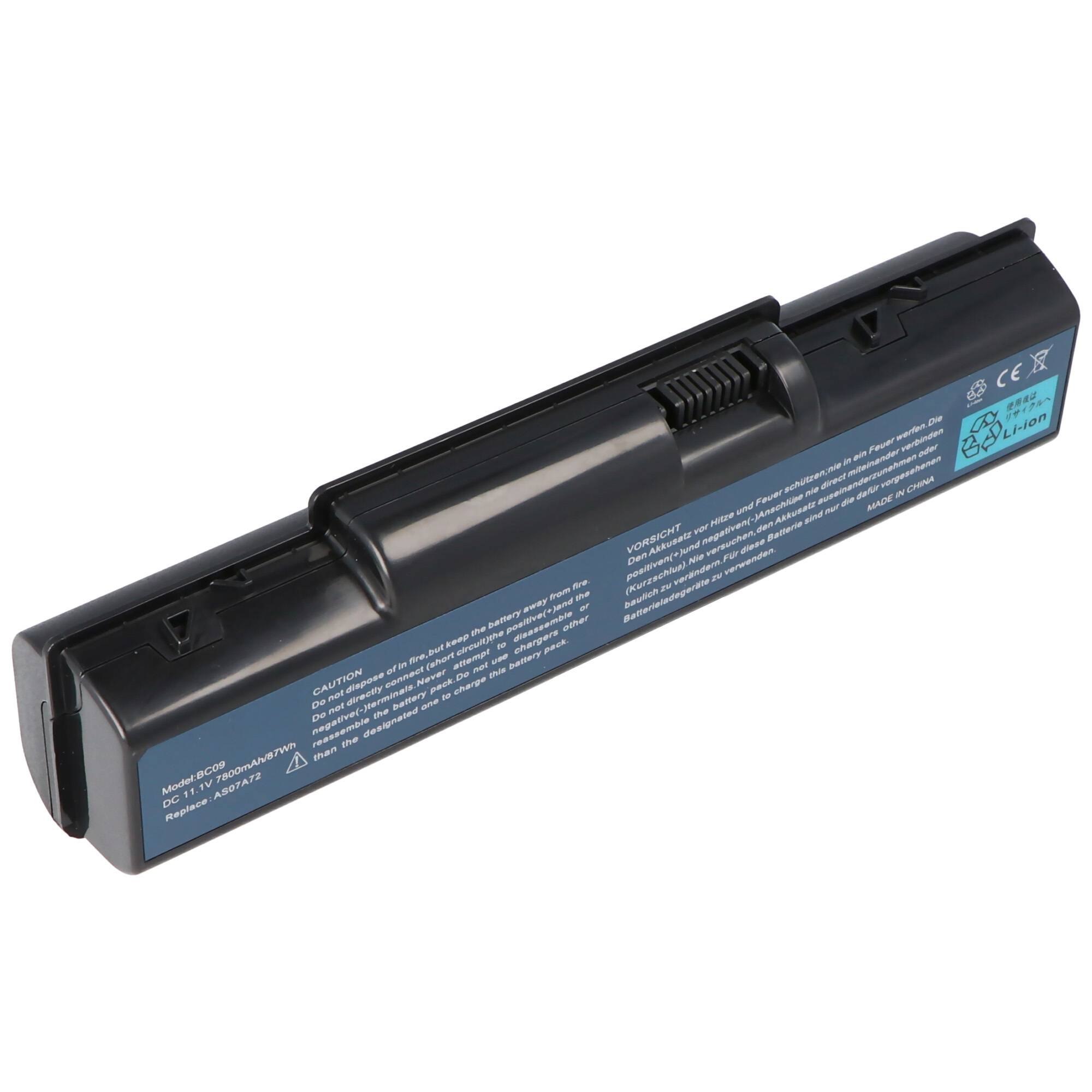 Akku passend für ACER Aspire 4310 series, Li-Ion, 11,1V, 7800mAh, 86,6Wh, black