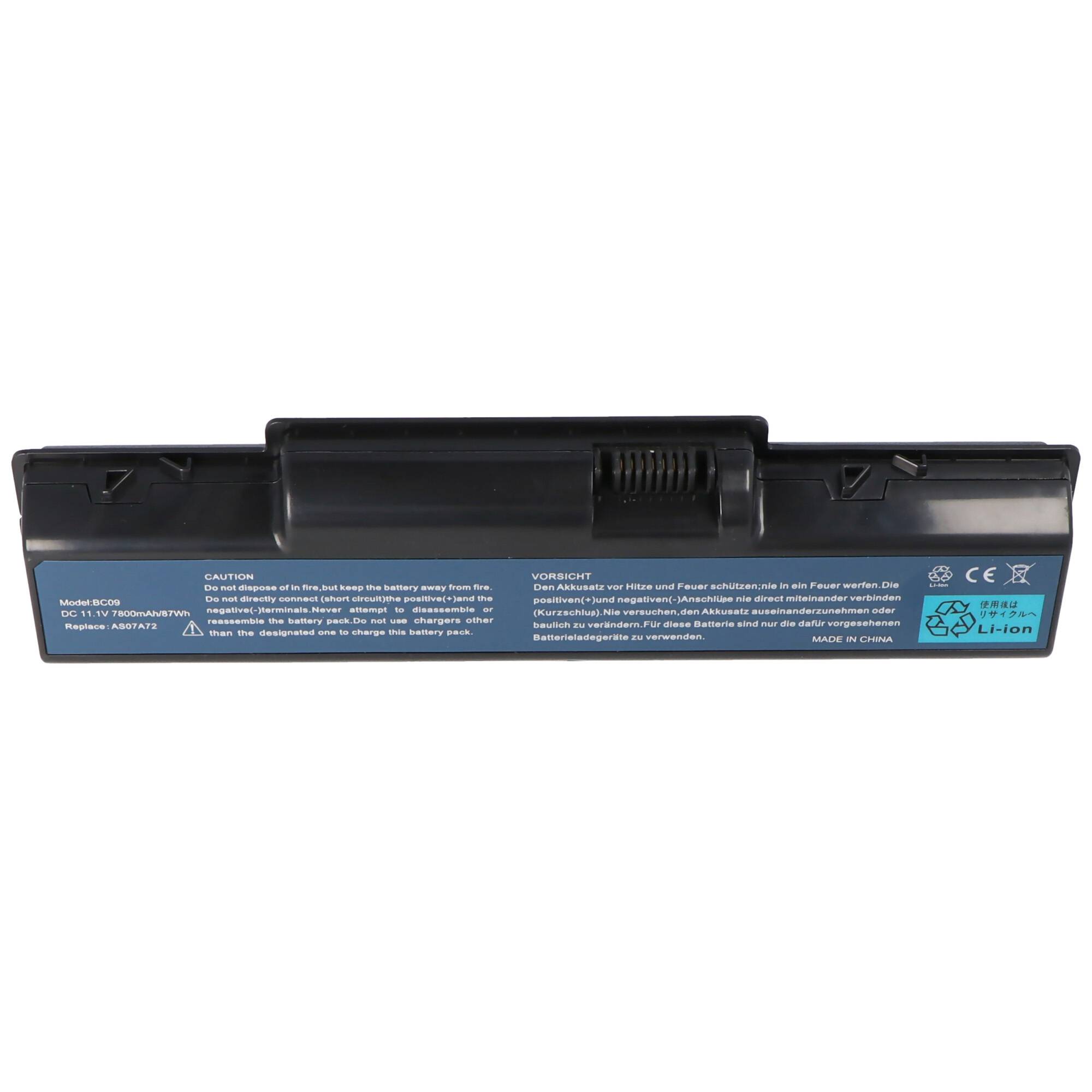 Akku passend für ACER Aspire 4310 series, Li-Ion, 11,1V, 7800mAh, 86,6Wh, black
