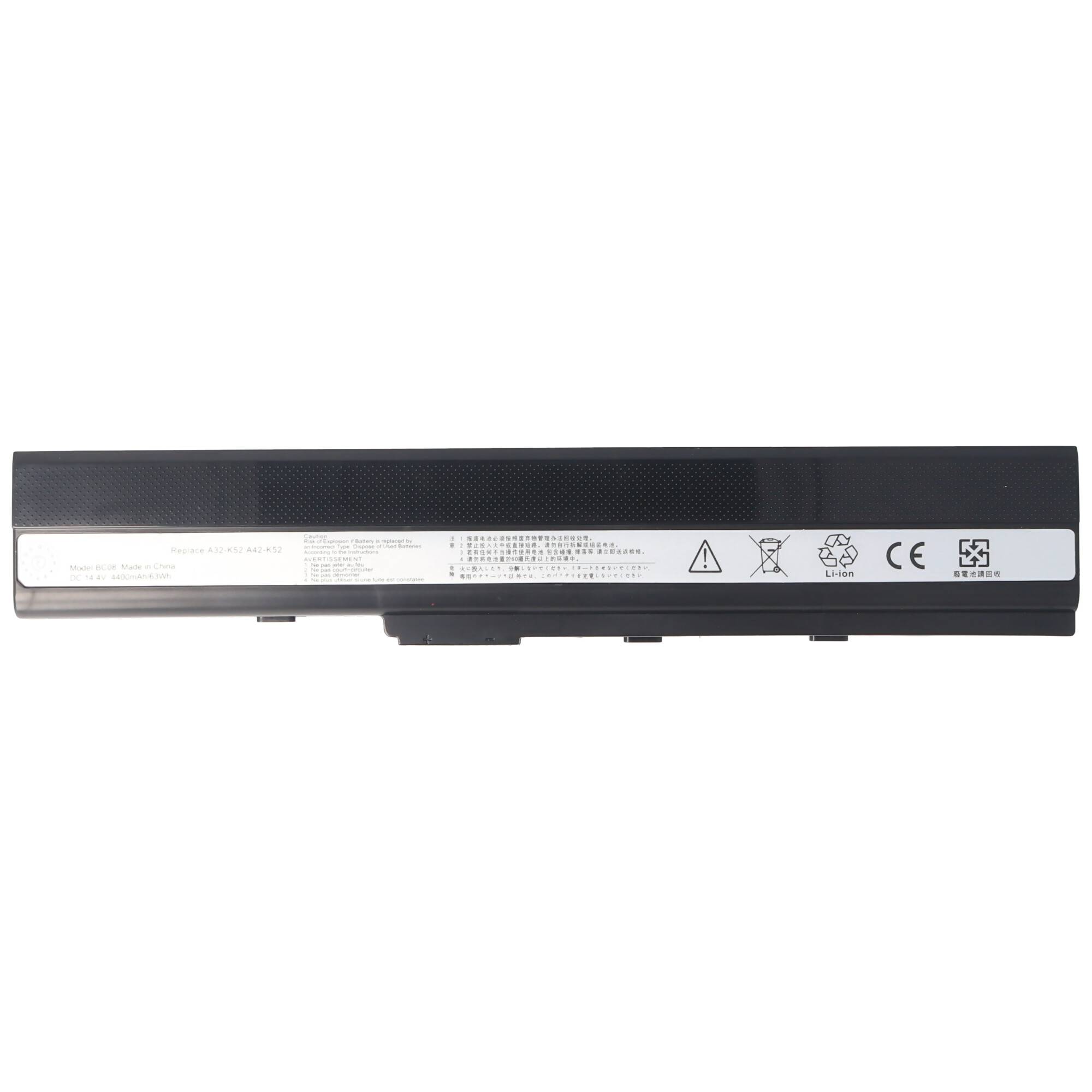 Akku passend für ASUS K42, K53, A32-K52, Li-Ion, 11,1V, 4400mAh