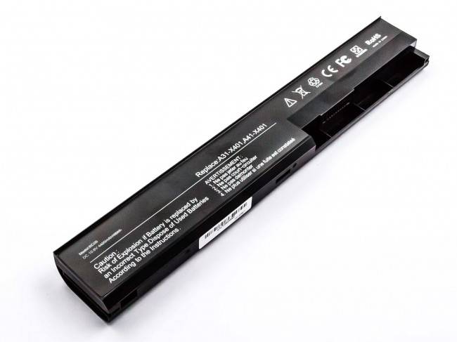 Akku passend für ASUS F301, A31-X401, Li-Ion, 10,8V, 4400mAh, 47,5Wh, black
