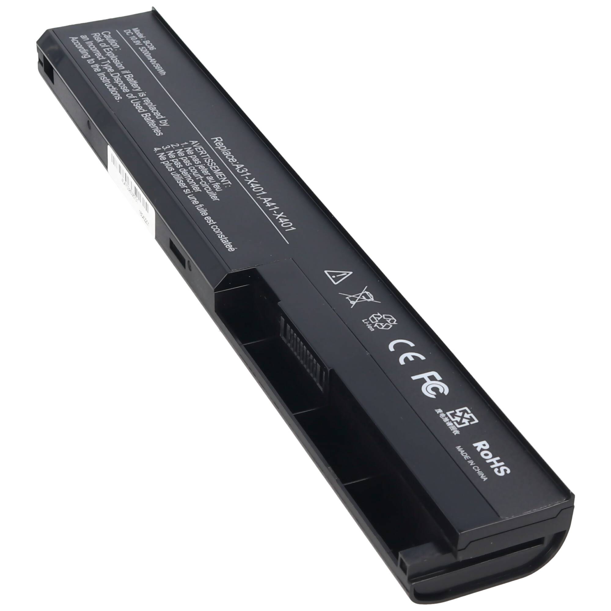 Akku passend für ASUS F301, A31-X401, Li-Ion, 10,8V, 5200mAh, 56,2Wh, black
