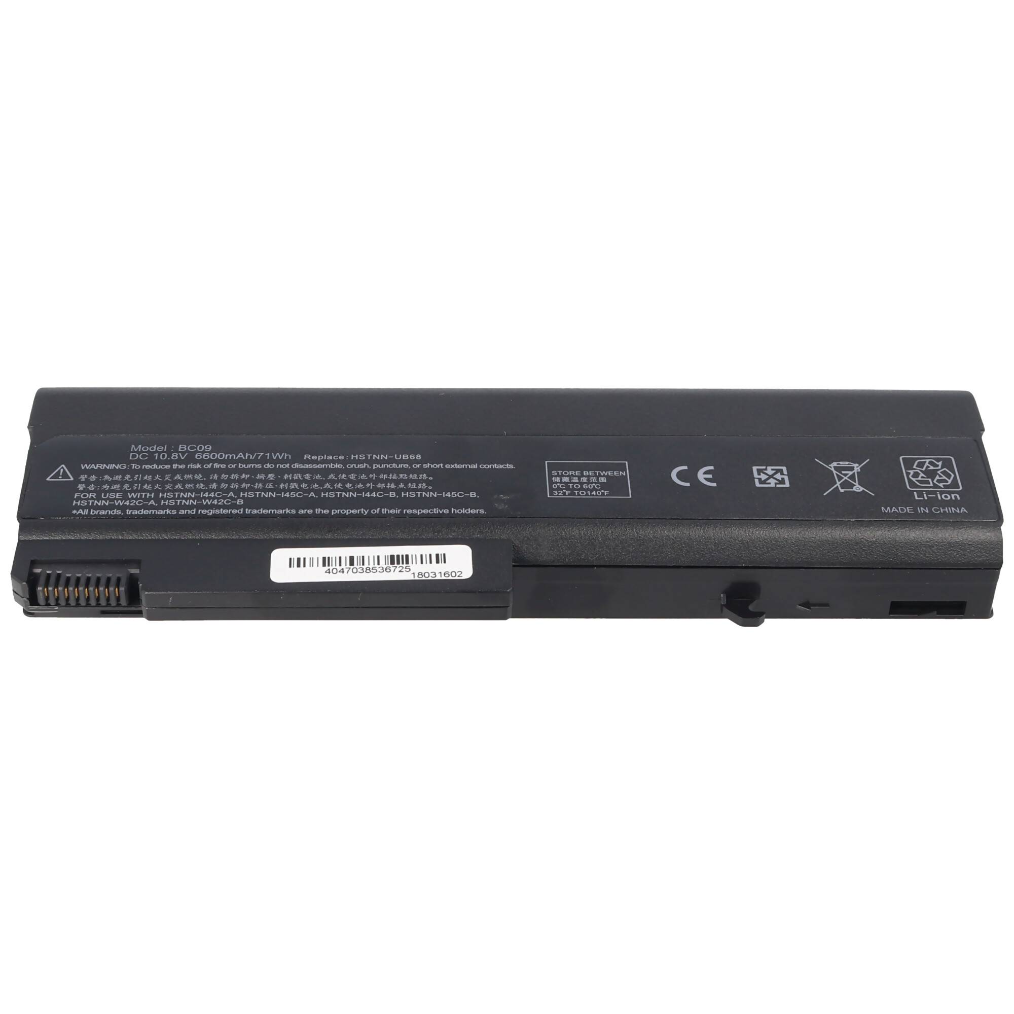Akku passend für HP Compaq 6730B, Li-Ion, 10,8V, 6600mAh, 71,3Wh, black
