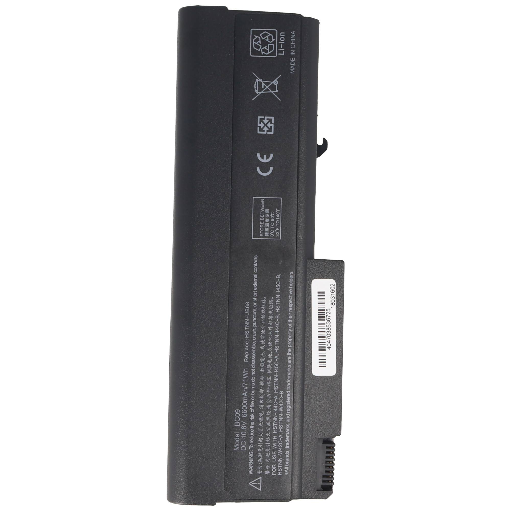 Akku passend für HP Compaq 6730B, Li-Ion, 10,8V, 6600mAh, 71,3Wh, black