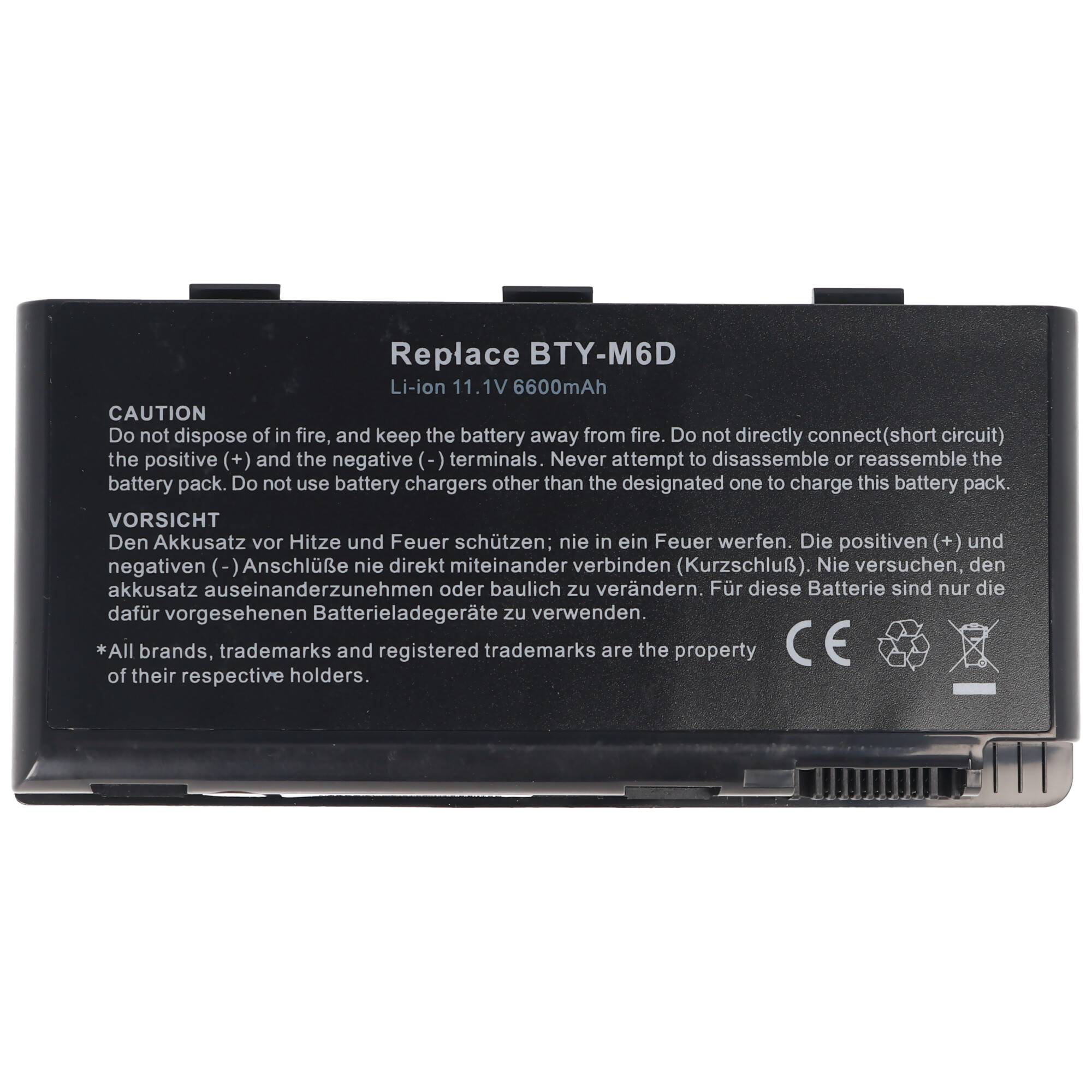 Akku passend für MSI GT660, Li-Ion, 11,1V, 6600mAh, 73,3Wh, black