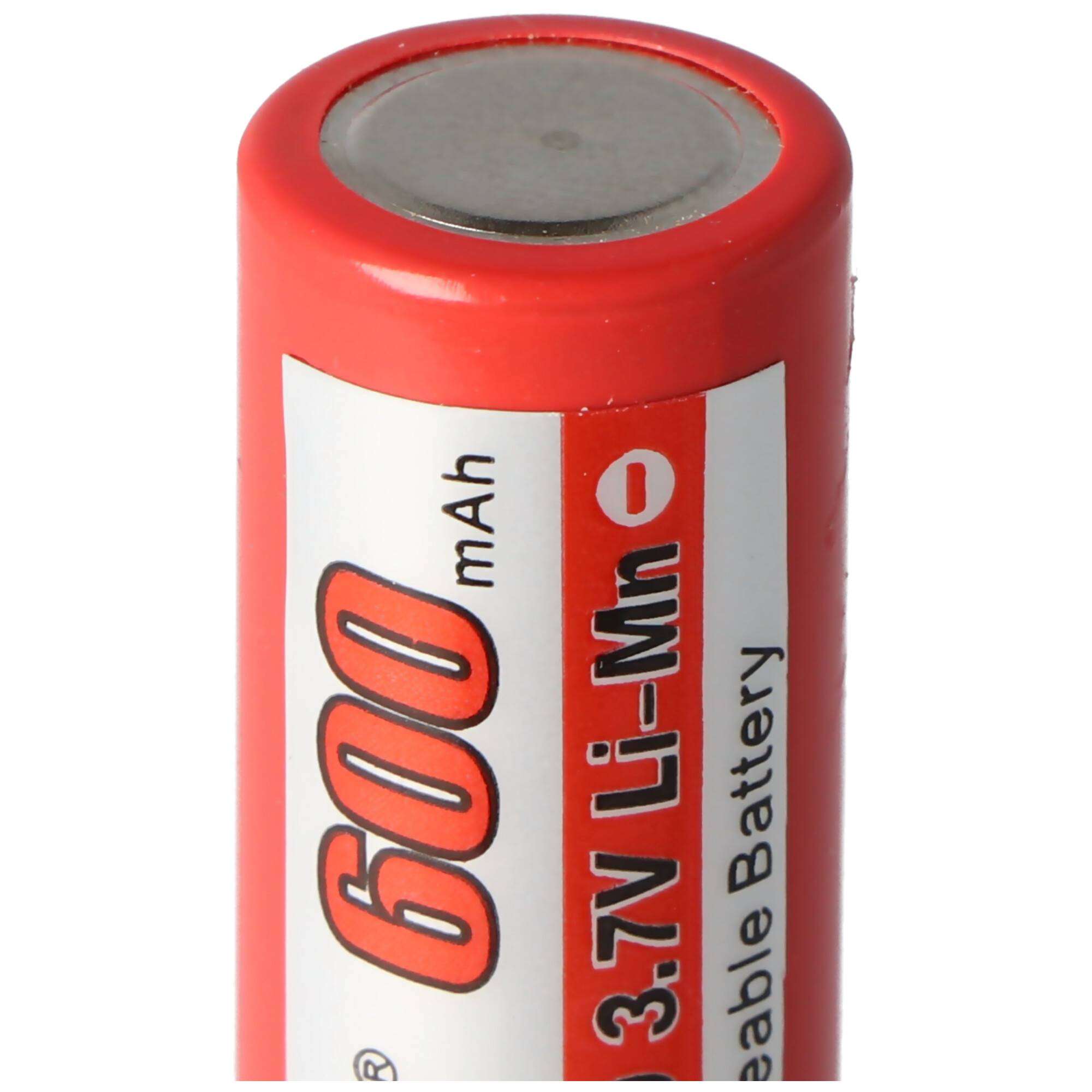 IMR 14430 600mAh 3,6V - 3,7V Li-Ion-Akku mit Pluspol flach, Abmessungen 42,63x14,4mm