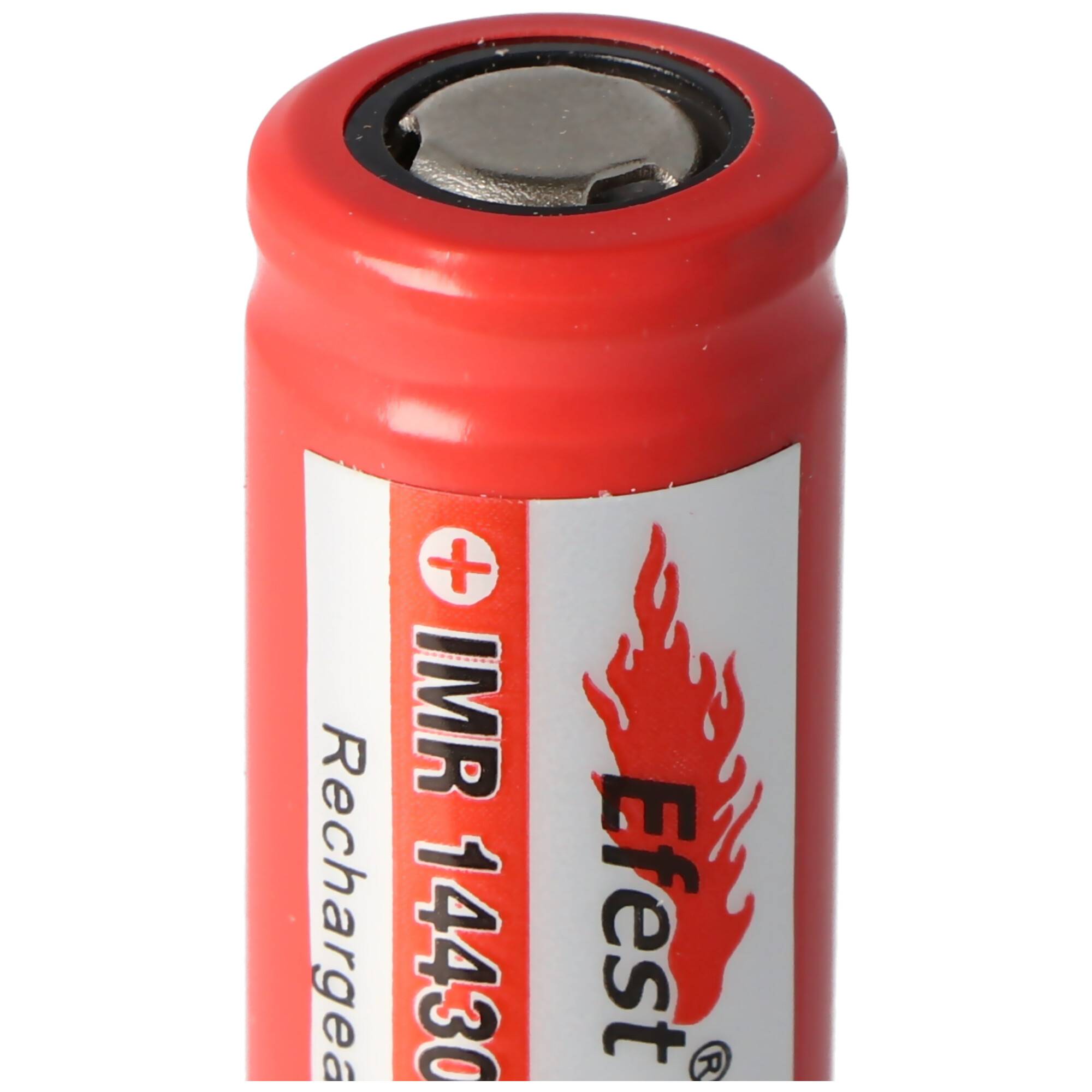 IMR 14430 600mAh 3,6V - 3,7V Li-Ion-Akku mit Pluspol flach, Abmessungen 42,63x14,4mm