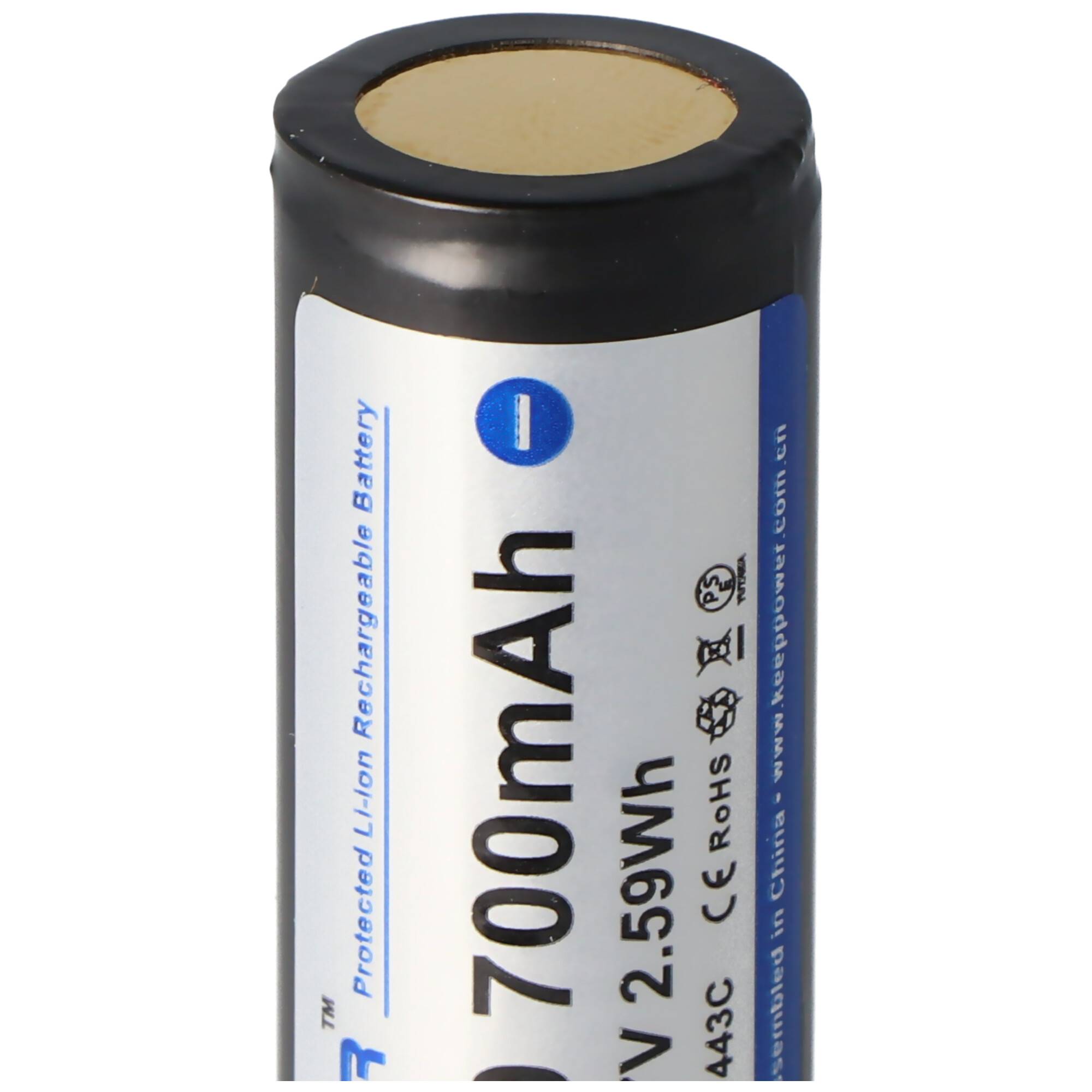 Keeppower 14430 Li-Ion-Akku 700mAh, 3,7V, 46,1 x 14,35mm, geschützt