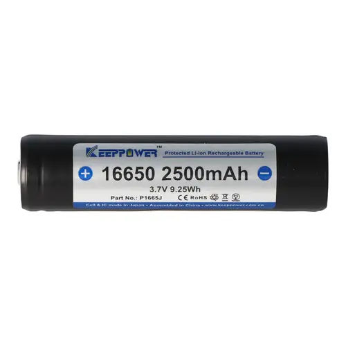 Keeppower 16650 bzw. 17650 min. 1980mAh, max. 2500mAh 68,05x16,68mm 3,6V - 3,7V Li-Ion-Akku geschützt Pluspol erhöht UR1 Keeppower 16650 bzw. 17650 min. 1980mAh, max. 2500mAh 68,05x16,68mm 3,6V - 3,7V Li-Ion-Akku geschützt Pluspol erhöht UR1