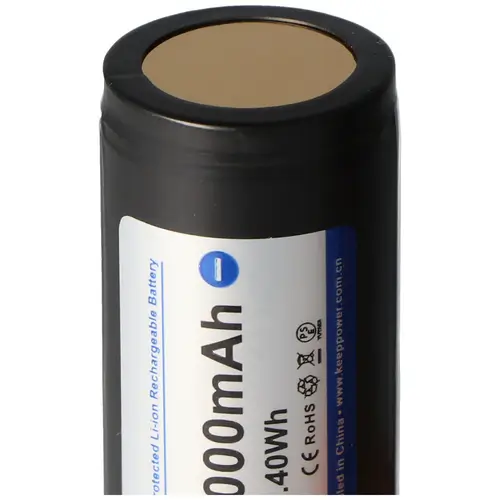 Keeppower 18500 - 2000mAh, 3,6V - 3,7V Li-Ion-Akku geschützt mit Kopf Abmessungen 53x18,5mm Keeppower 18500 - 2000mAh, 3,6V - 3,7V Li-Ion-Akku geschützt mit Kopf Abmessungen 53x18,5mm