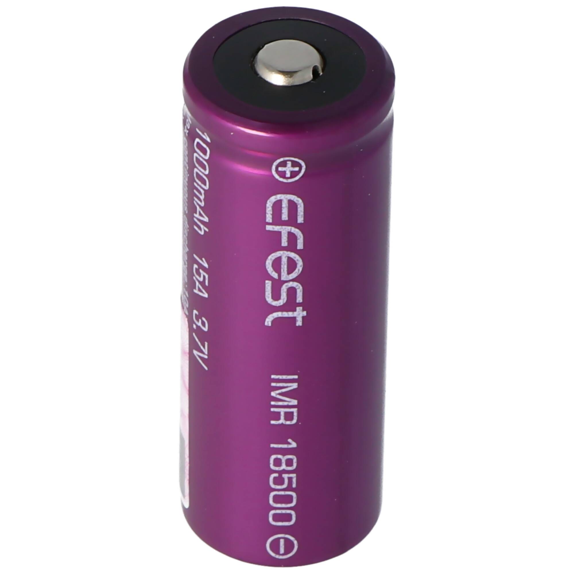 Efest Purple IMR18500, 1000mAh 3,7V, 50.10x19,3mm, Button Top, ungeschützt