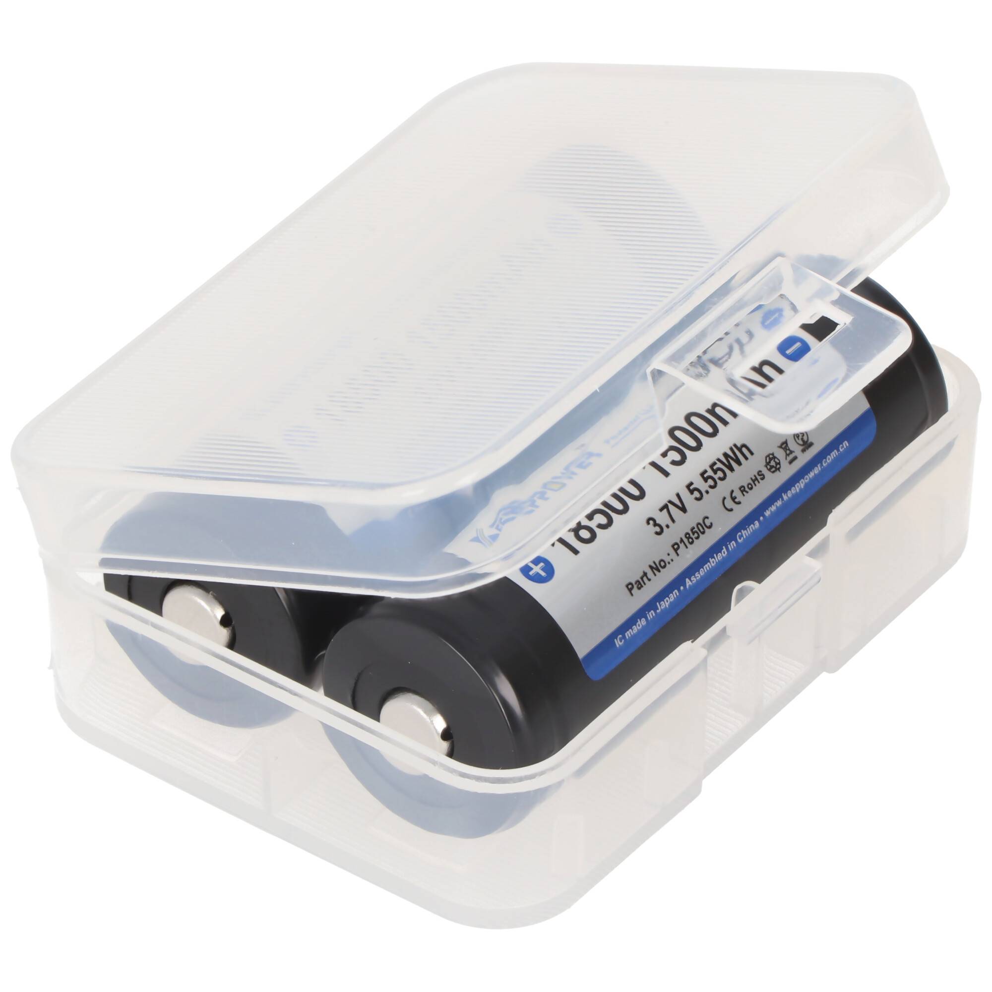 Keeppower 18500 Li-Ion Akku 1500mAh, 3,7V Li-Ion-Akku geschützt ca. 52,8x18,5mm Abmessungen