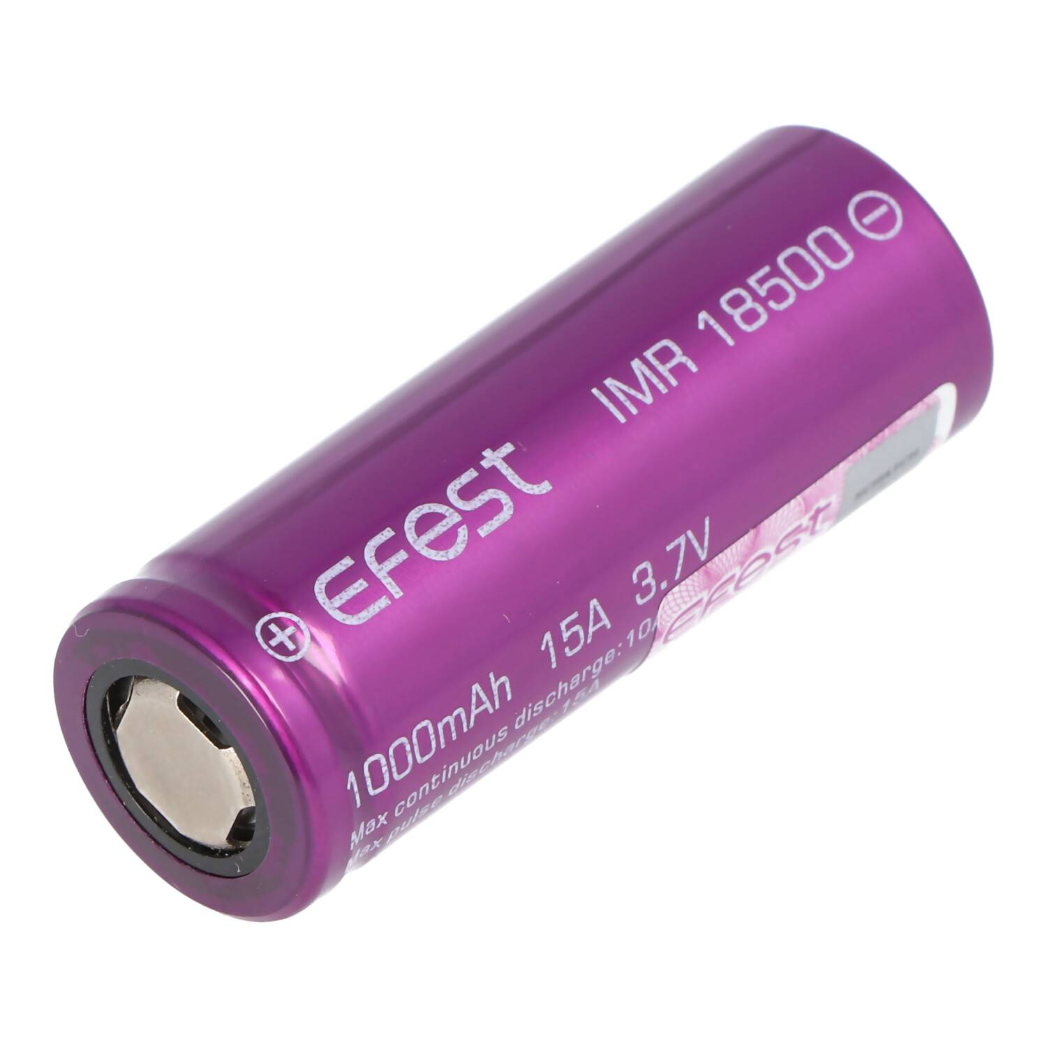 Efest Purple IMR18500 1000mAh 3,7V Pluspol flach, ungeschützt, Abmessungen 49,8x18,3mm