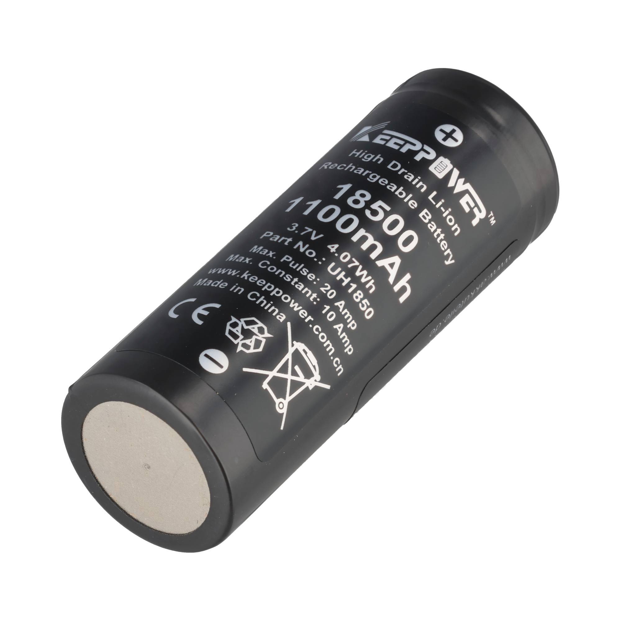 Keeppower IMR18500 - 1100mAh, 3,7V (10A) Li-Ion-Akku