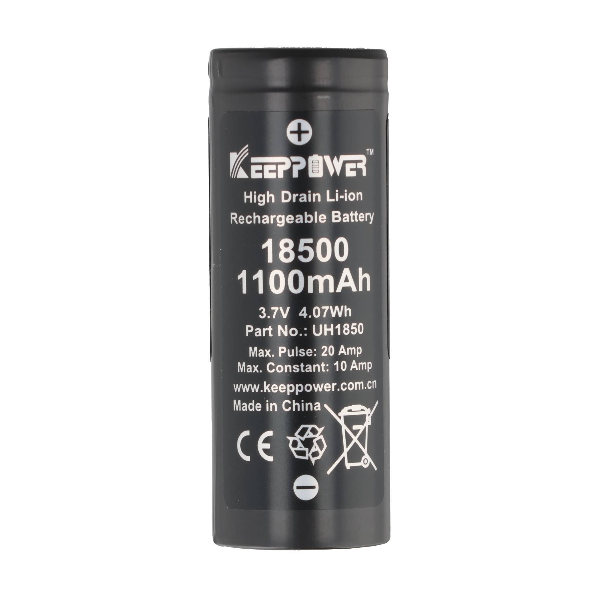 Keeppower IMR18500 - 1100mAh, 3,7V (10A) Li-Ion-Akku