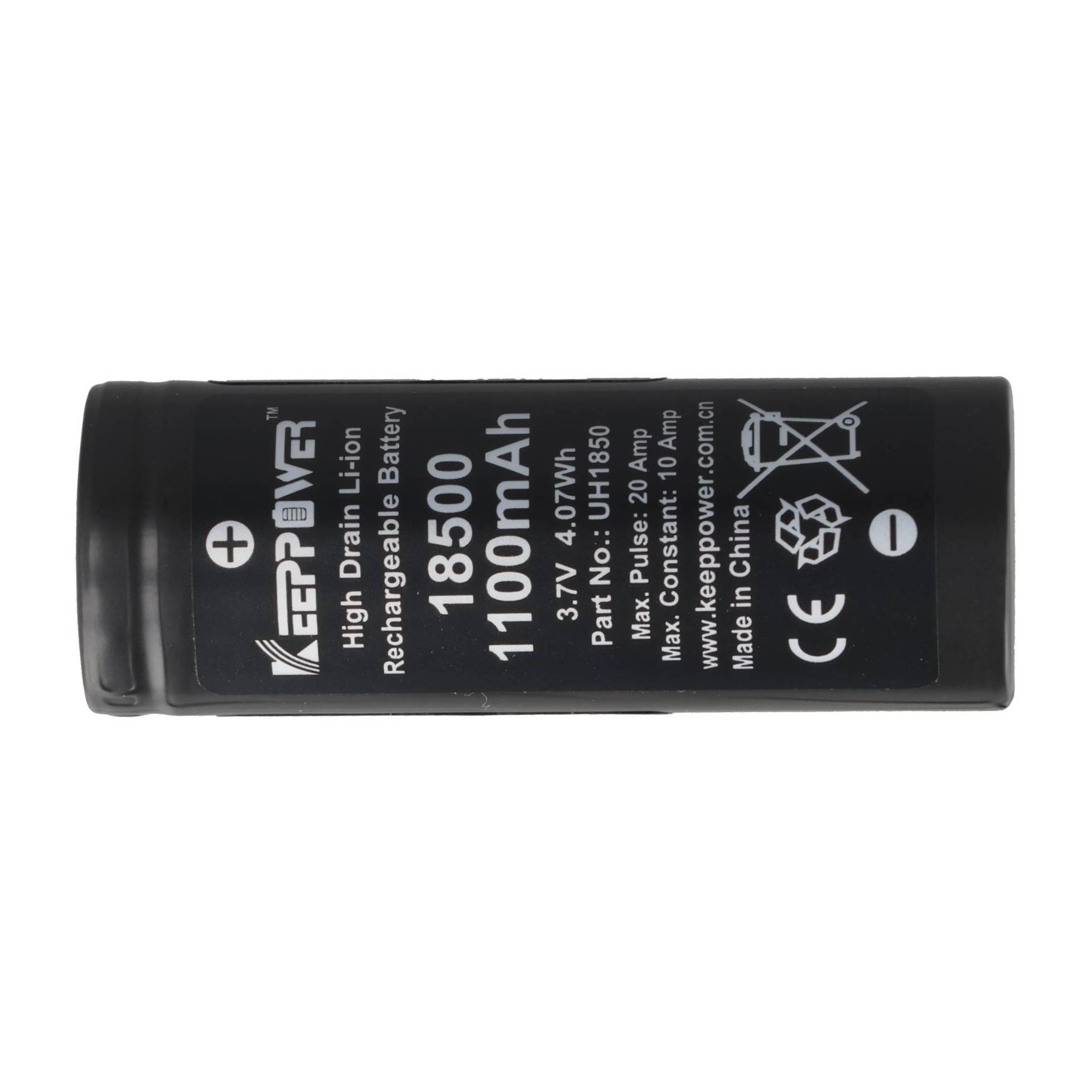 Keeppower IMR18500 - 1100mAh, 3,7V (10A) Li-Ion-Akku