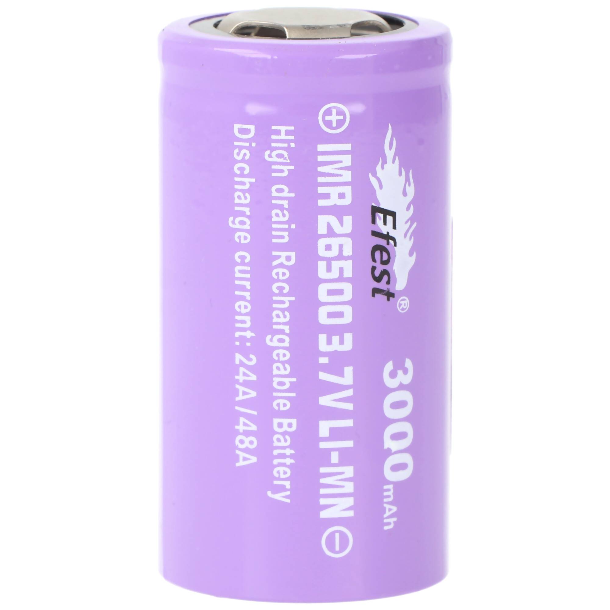 Efest IMR 26500 Li-Ion 3,6V - 3,7V 3000mAh mit Pluspol flach, Abmessungen 50,07x26,26mm beachten