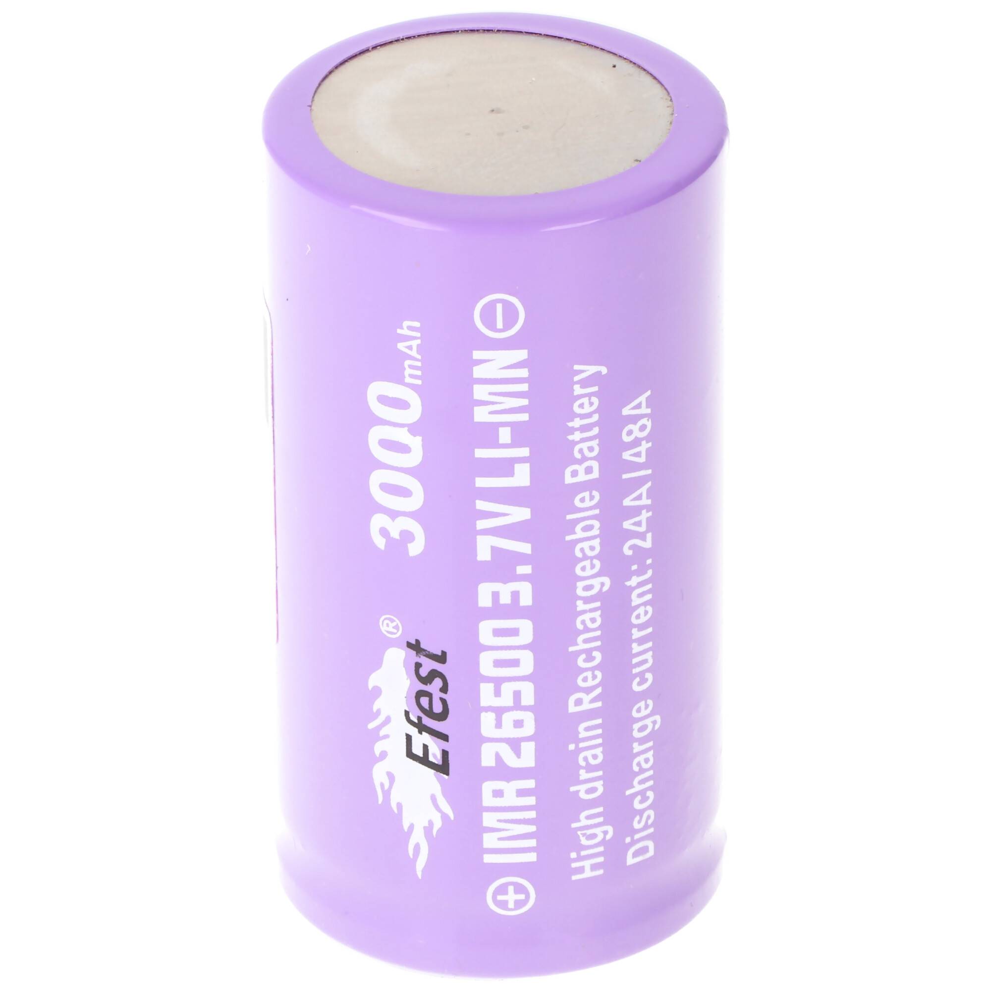 Efest IMR 26500 Li-Ion 3,6V - 3,7V 3000mAh mit Pluspol flach, Abmessungen 50,07x26,26mm beachten