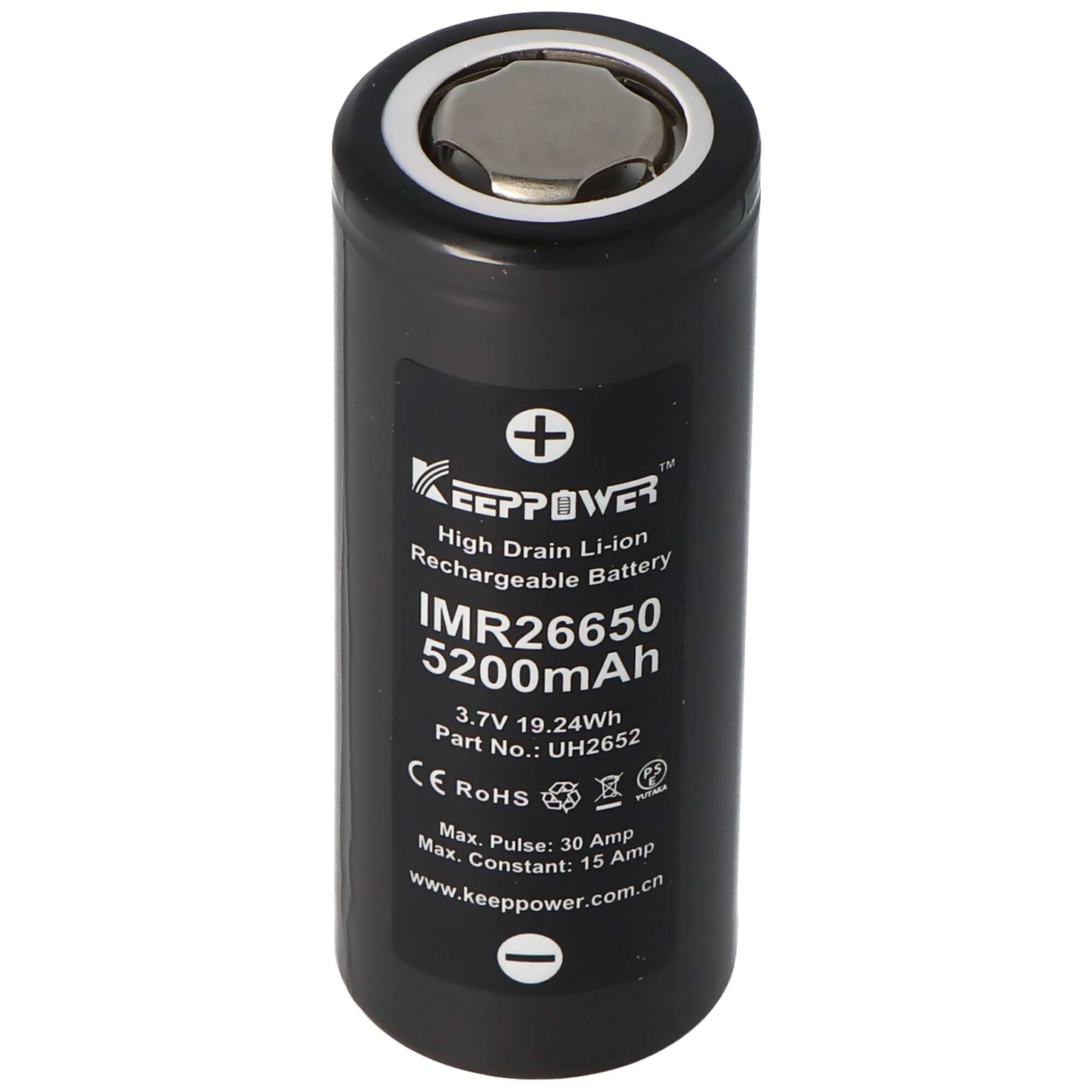 Keeppower IMR26650 5200mAh, 15A, 3,6V - 3,7V Li-Ion-Akku, 67,2 x 26,5mm