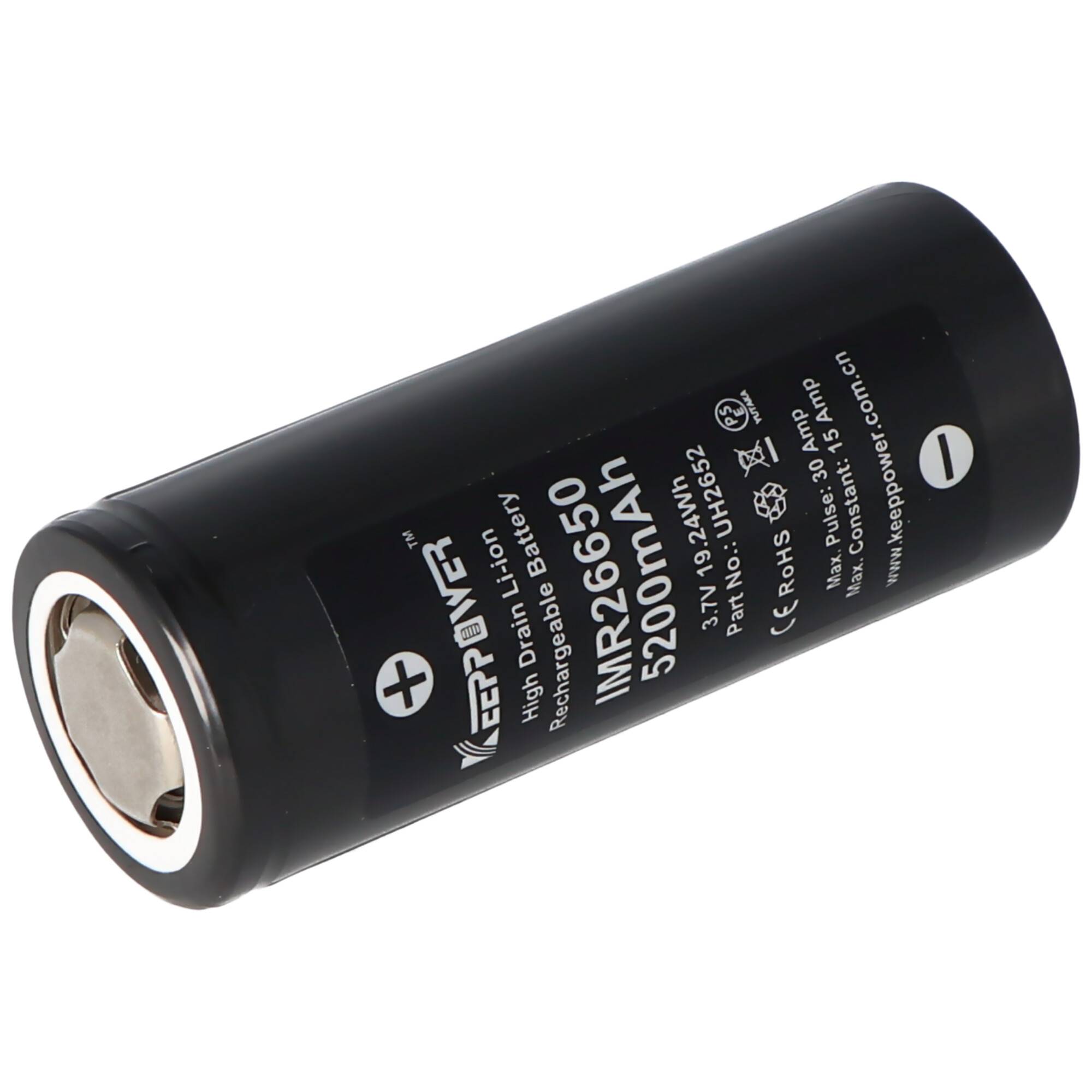 Keeppower IMR26650 5200mAh, 15A, 3,6V - 3,7V Li-Ion-Akku, 67,2 x 26,5mm