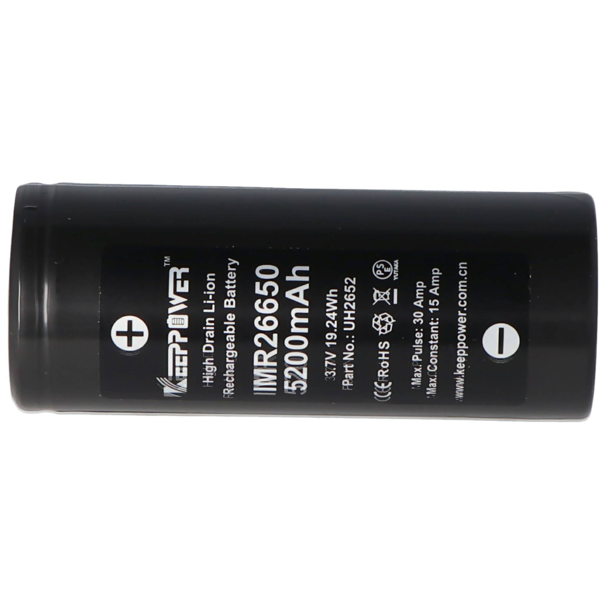 Keeppower IMR26650 5200mAh, 15A, 3,6V - 3,7V Li-Ion-Akku, 67,2 x 26,5mm
