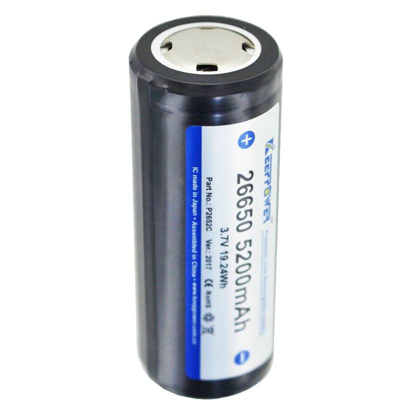 Keeppower 26650 5200mAh 3,6V bis 3,7V Li-Ion Akku PCB geschützt 69,5x26,8mm