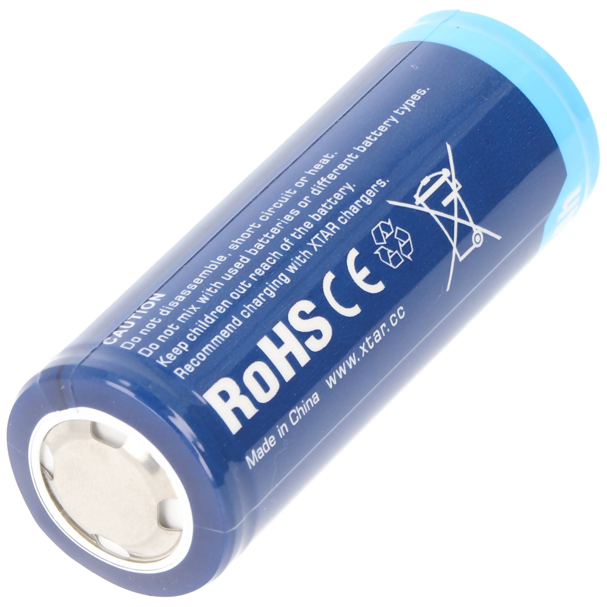XTAR 26650 5200mAh, 3,6V - 3,7V Li-Ion Akku, PCB geschützt, Abmessungen 26,5x68,2mm
