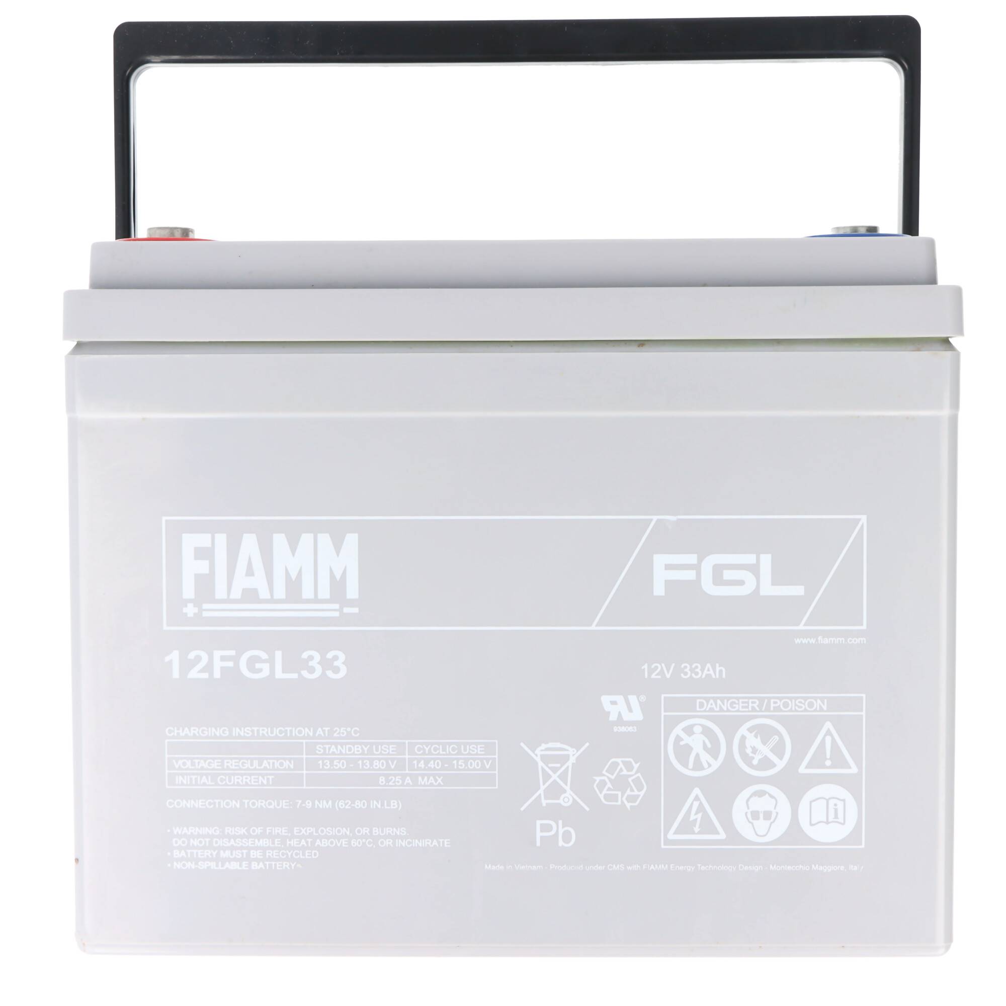 Fiamm 12FGL33 Blei Akku mit M6 Schraubanschluss 12V, 33000mAh