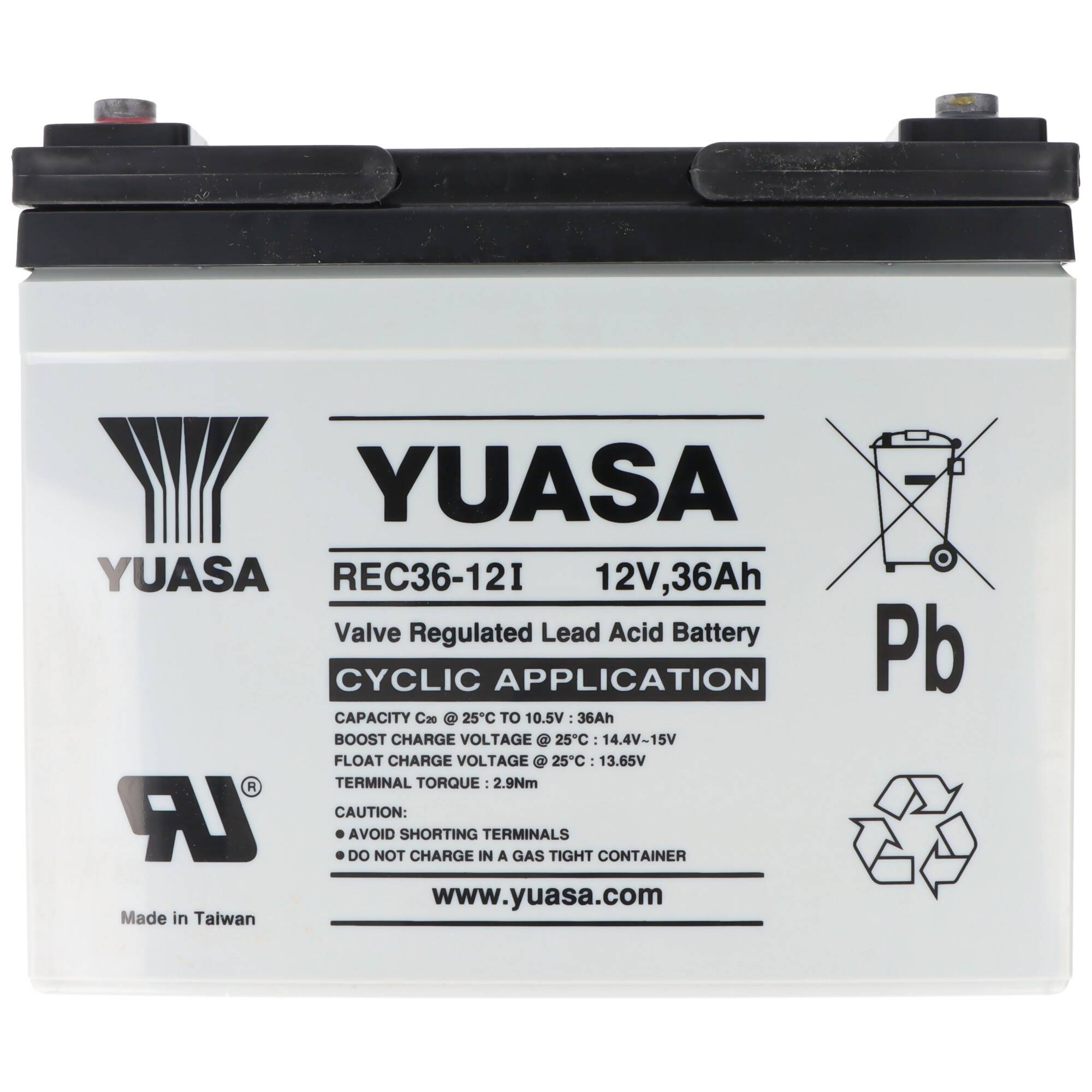 Yuasa REC36-12I, bauähnlich FGC23505 Cyclic Blei Akku mit M5 versenkter Schraubanschluss 12V, 35000mAh