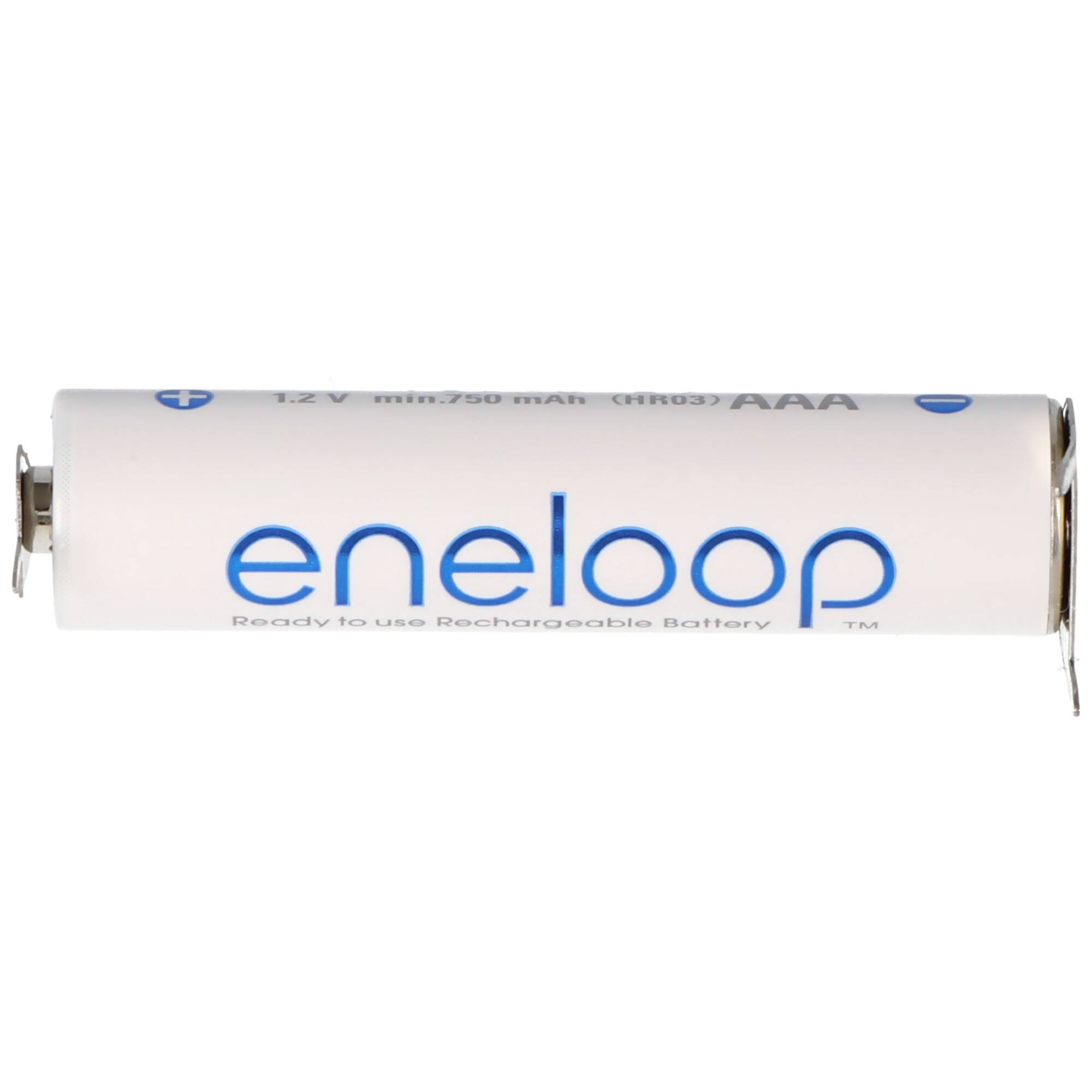 Panasonic Eneloop BK-4MCC Micro AAA NiMH Akku mit 3er Printkontakten Maße 44,5x10,5mm, Rastermaß 10mm