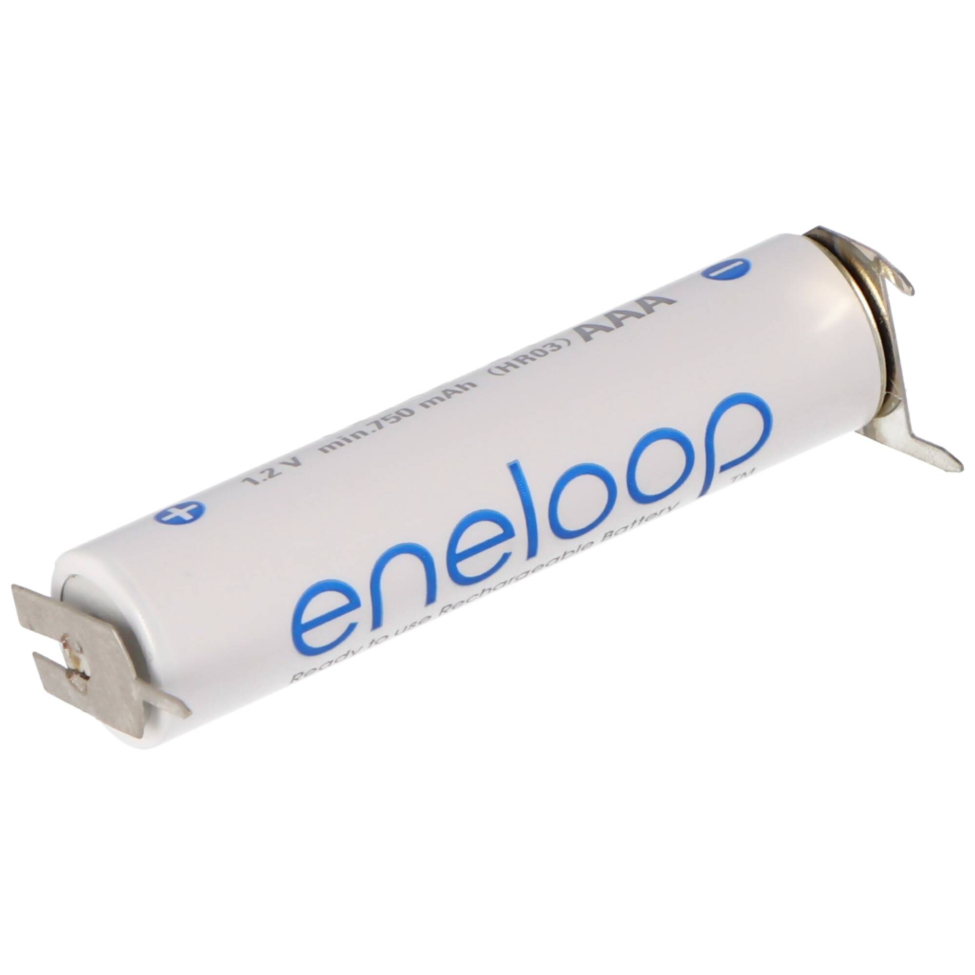 Panasonic Eneloop BK-4MCC Micro AAA NiMH Akku mit 3er Printkontakten Maße 44,5x10,5mm, Rastermaß 10mm