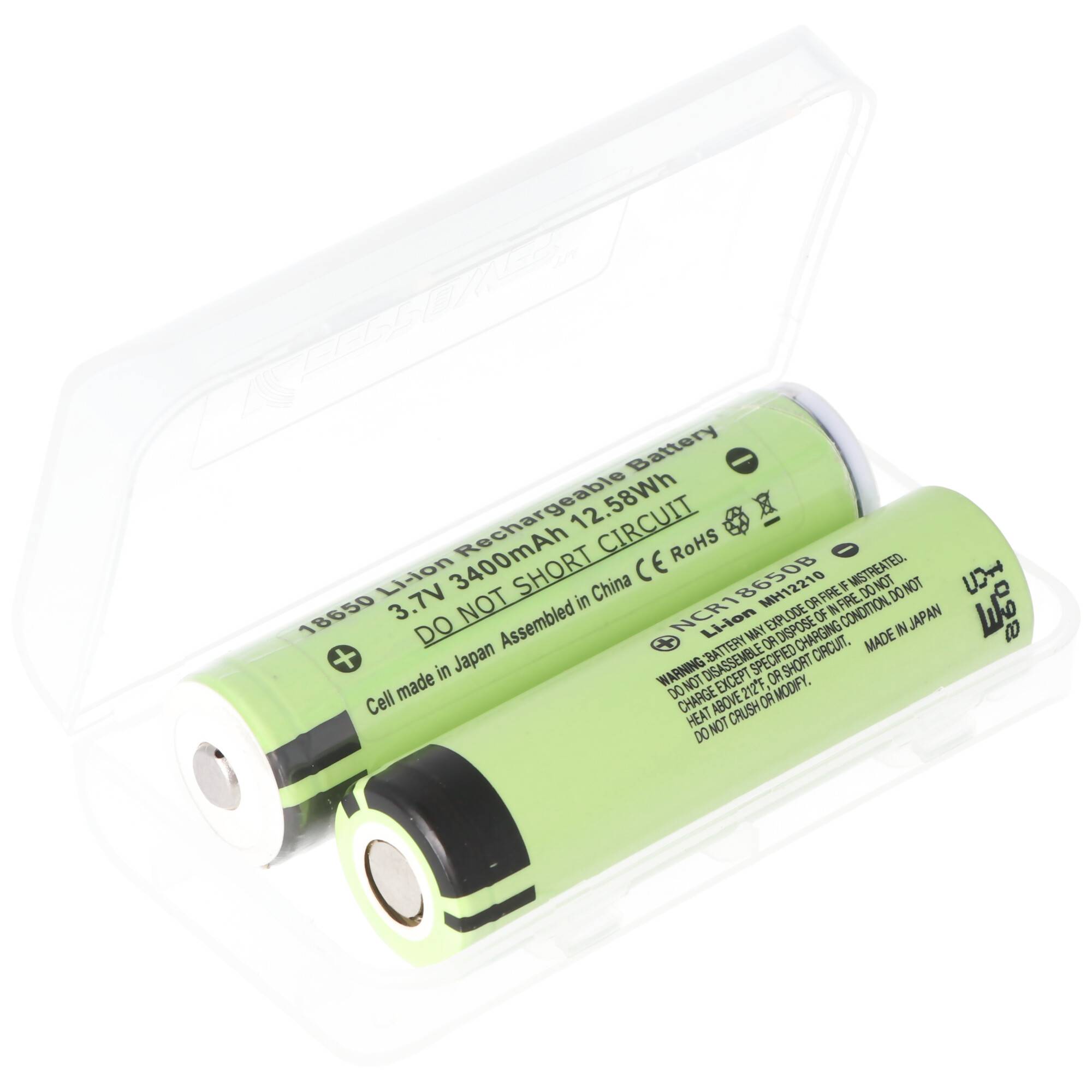 Keeppower Box für 2x 18650 transparent M3, nur geeignet für Akku bis max. 69,5mm