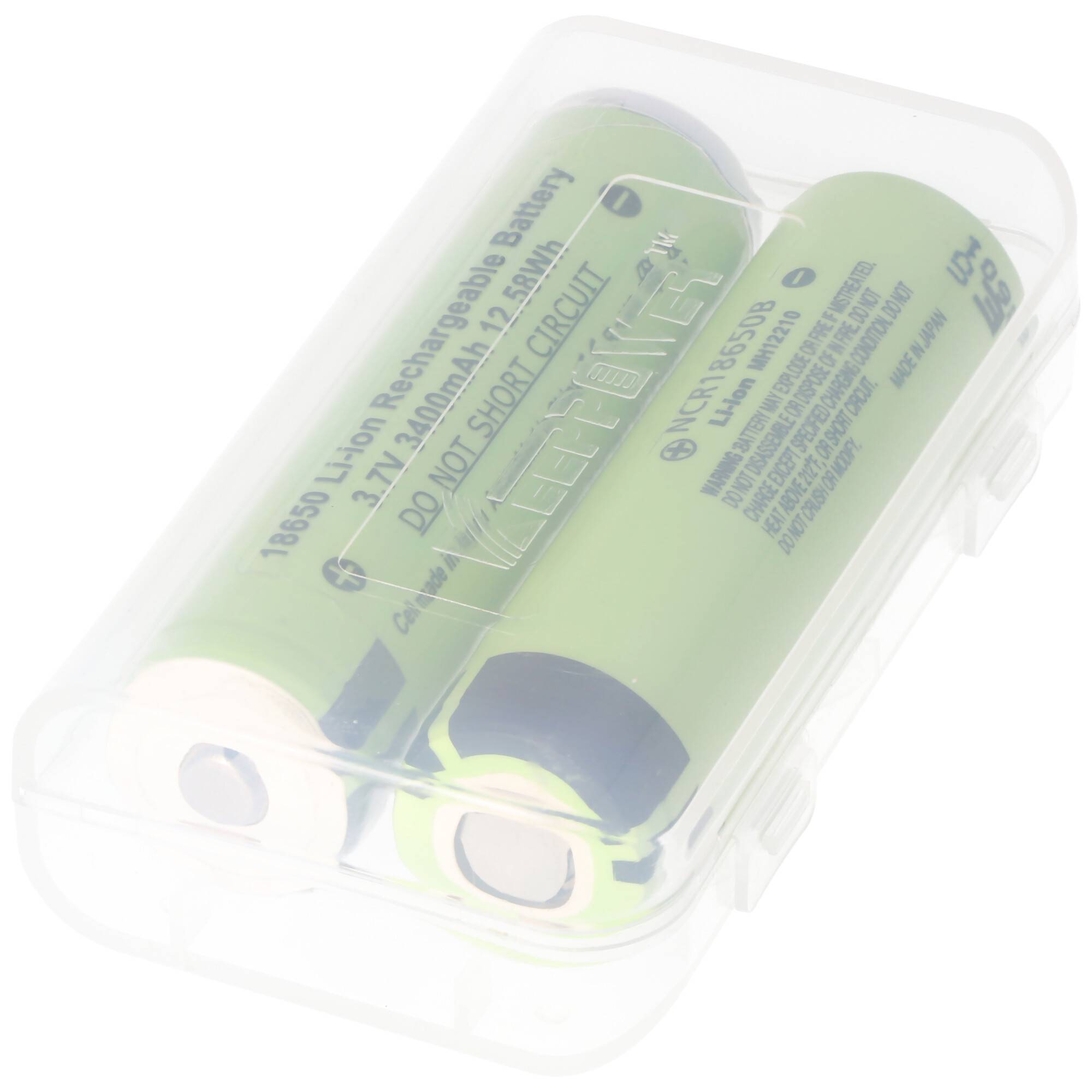 Keeppower Box für 2x 18650 transparent M3, nur geeignet für Akku bis max. 69,5mm