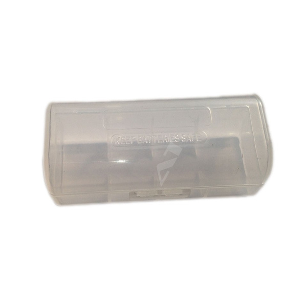 Aufbewahrungsbox für 1x 26650, Abmessungen max. 26x67mm, meist nicht für geschützte Akku geeignet, transparent