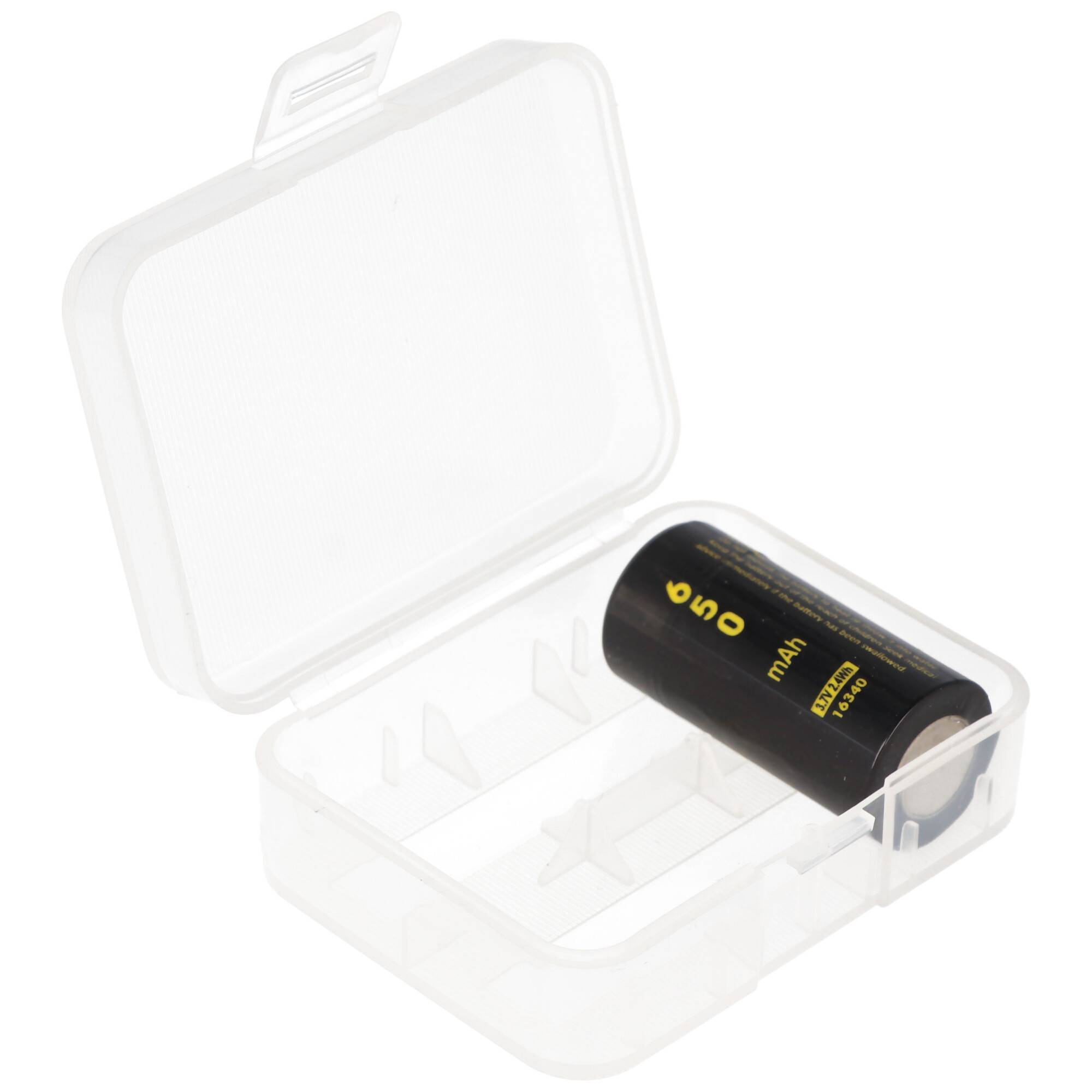 Plastikbox AccuSafe für 2x 18500 oder 3x 16340 transparent