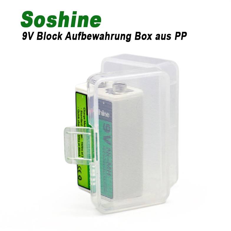 Soshine Aufbewahrungsbox für 9V Block 6LR61/AM-6(6F22) Akkus oder Batterien6LR61 / AM-6(6F22)