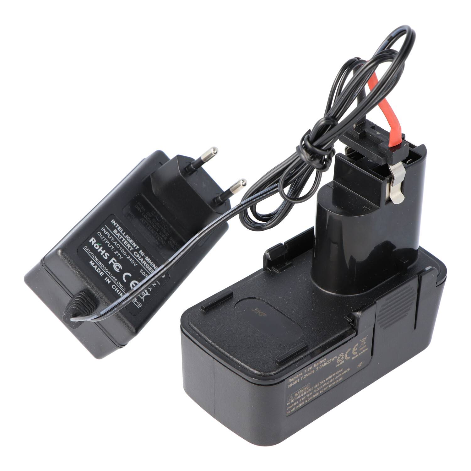 Schnell-Ladegerät passend für den 7,2V Akku Bosch 2607300001, 2607300002, 2607335178, 189.677, BH-724CN