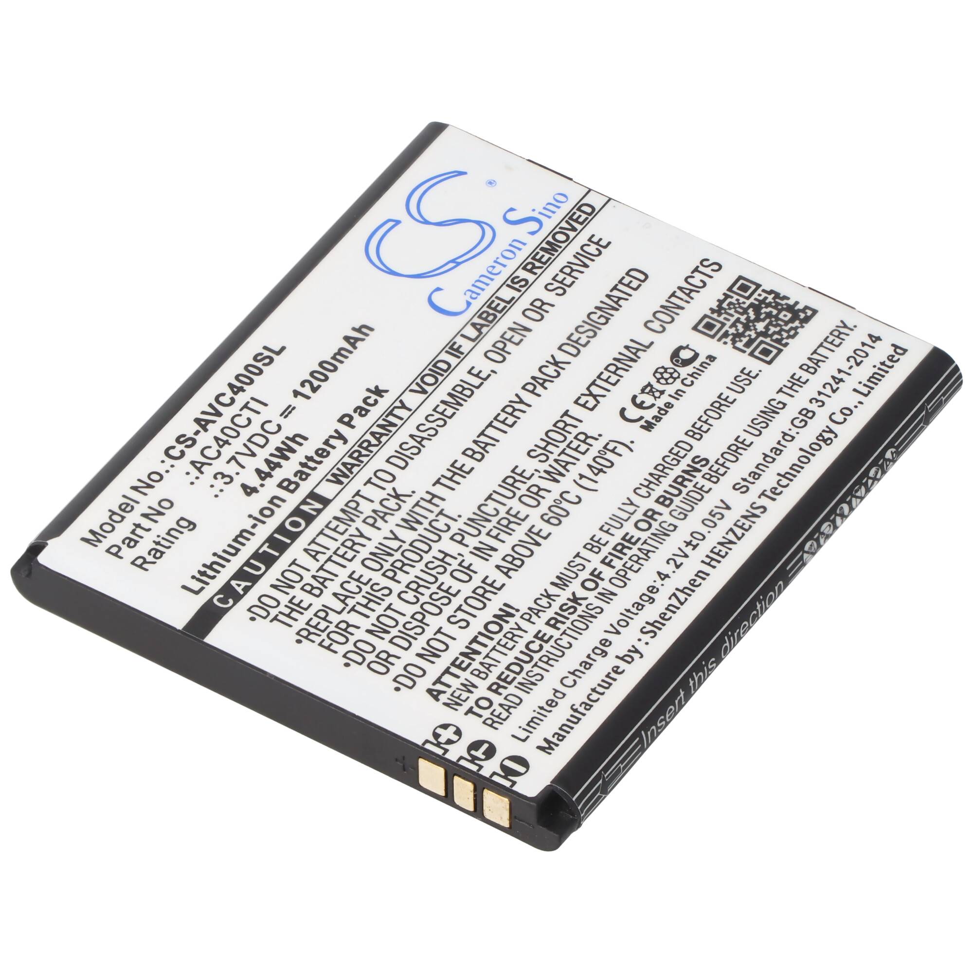 Akku nur passend für Archos AC40CTI 55,64x47,85x4,62mm, Archos 40C Titanium 3,7 Volt, 1200mAh, 4,4Wh