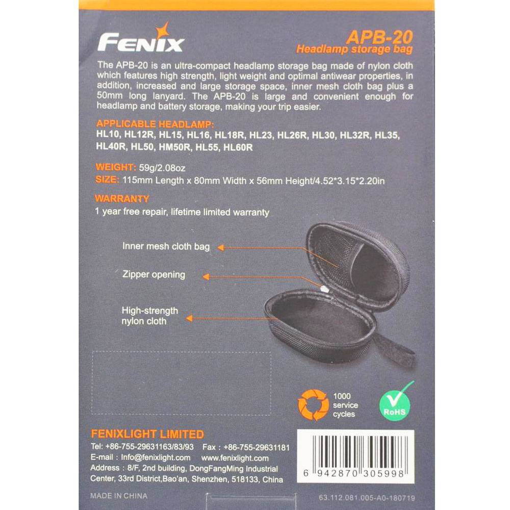 Fenix APB-20 Transporttasche für Stirnlampen und Zubehör
