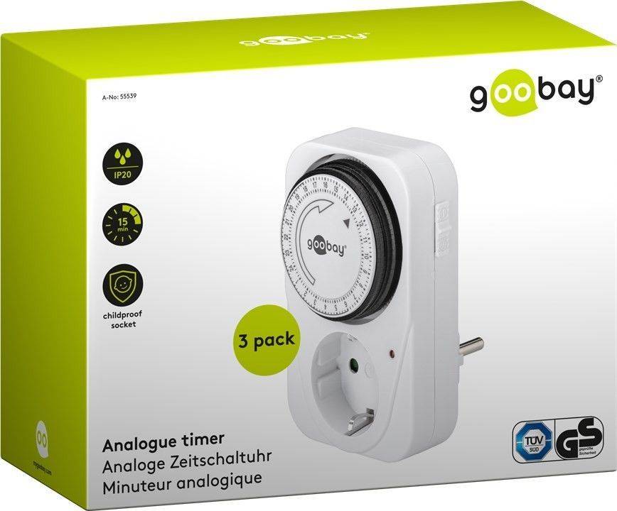 Goobay 3er-Set: Analoge Zeitschaltuhr - 3 Stk. im Karton
