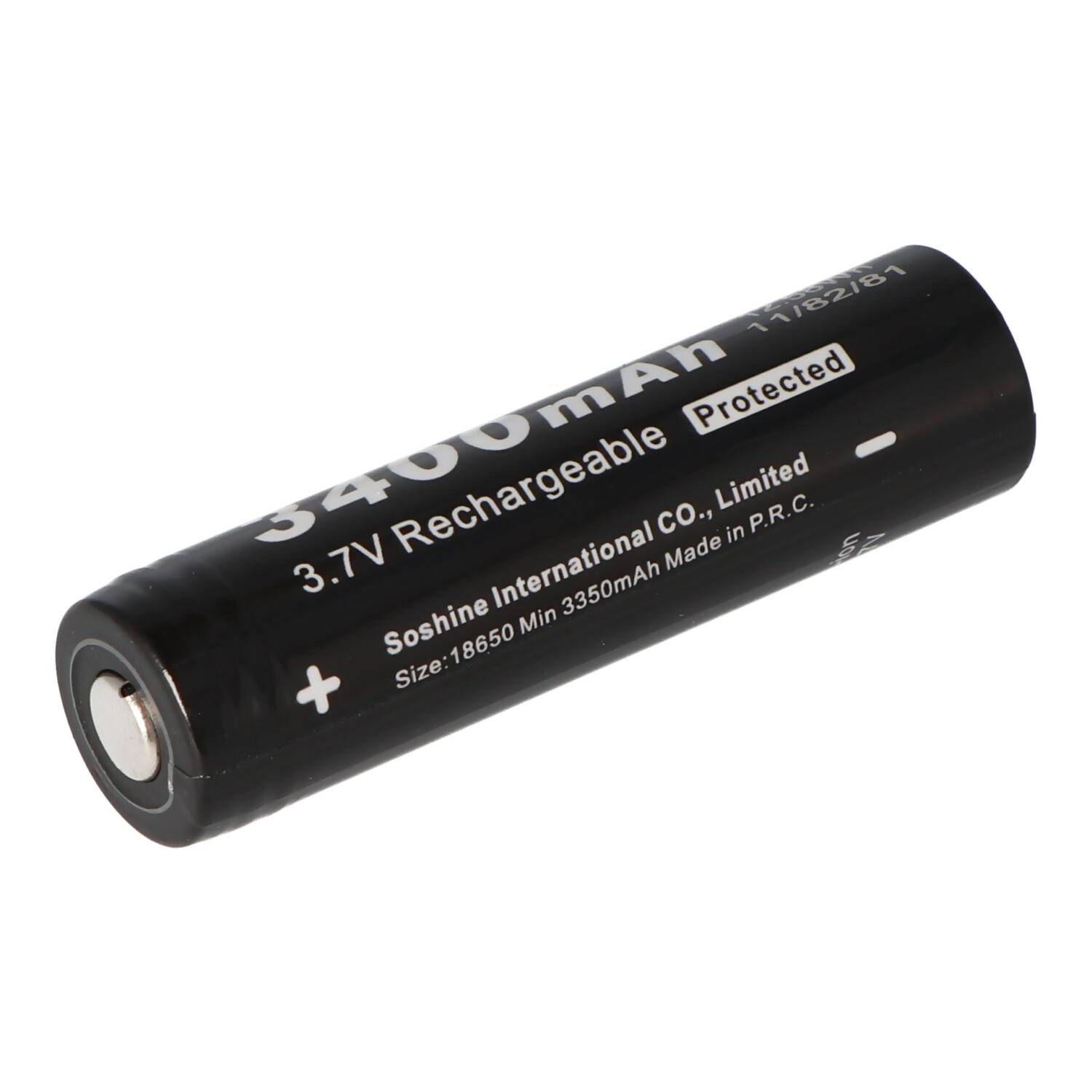 Soshine 18650 3400mAh 3,6V, 3,7V Li-Ion-Akku 68,2x18,45mm PCB geschützt Panasonic Zelle