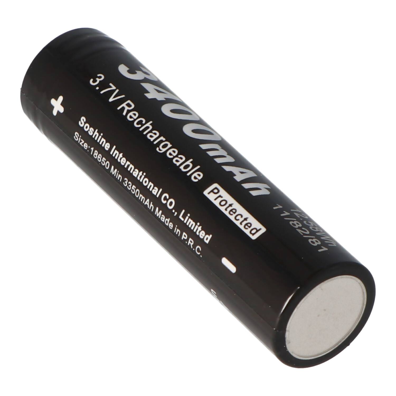 Soshine 18650 3400mAh 3,6V, 3,7V Li-Ion-Akku 68,2x18,45mm PCB geschützt Panasonic Zelle