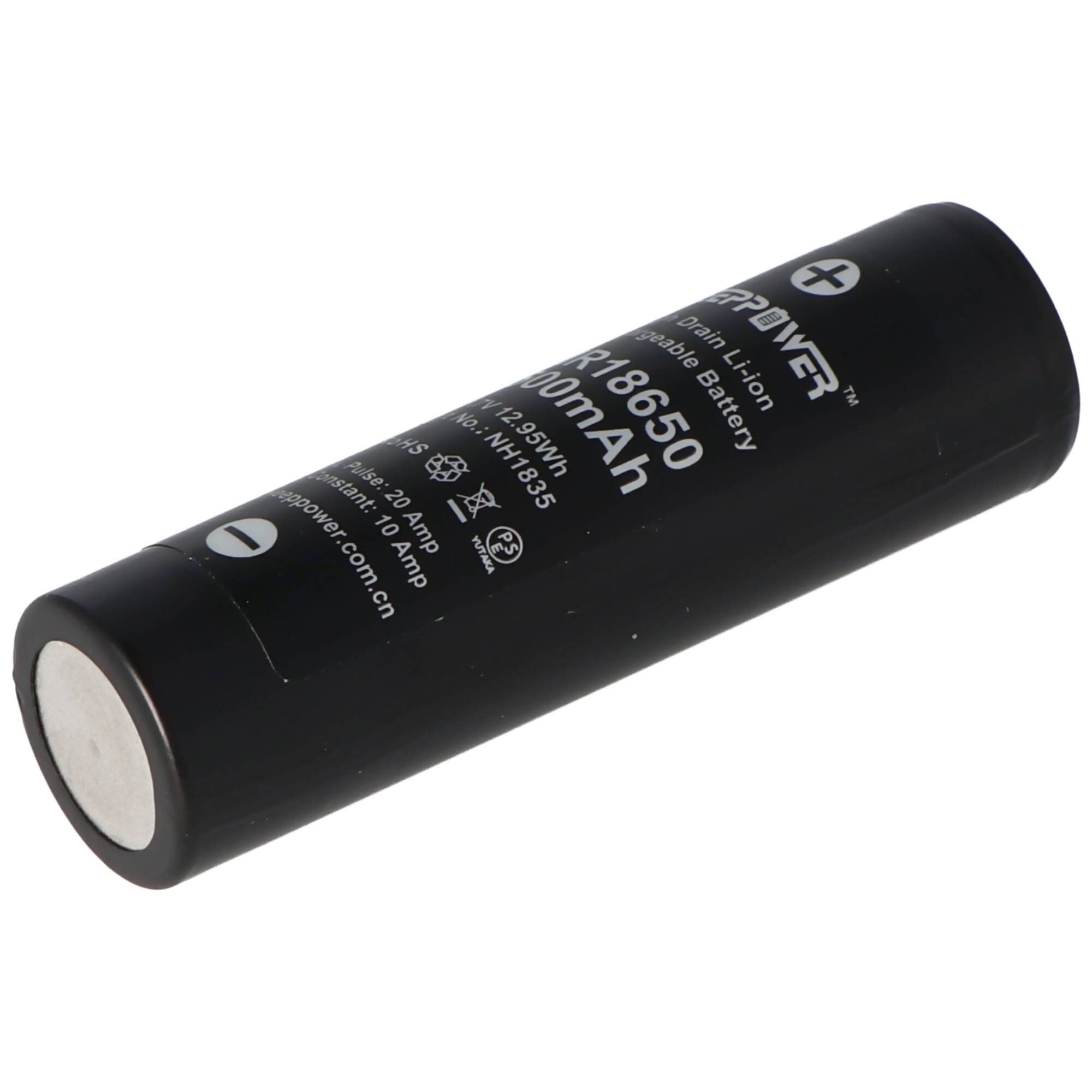 Keeppower IMR18650 3500mAh, 3,6V - 3,7V Li-Ion-Akku Flat Top Abmessungen beachten 65,1x18,45mm