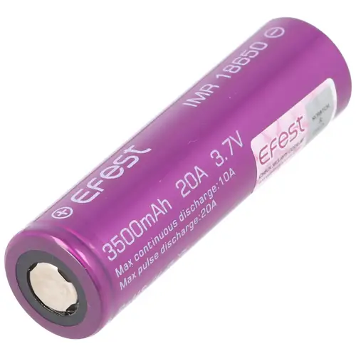 Efest Purple IMR 18650 3500mAh Li-Ion 3,6V - 3,7V Flat Top Akku 65,2x18,5mm ungeschützt Efest Purple IMR 18650 3500mAh Li-Ion 3,6V - 3,7V Flat Top Akku 65,2x18,5mm ungeschützt
