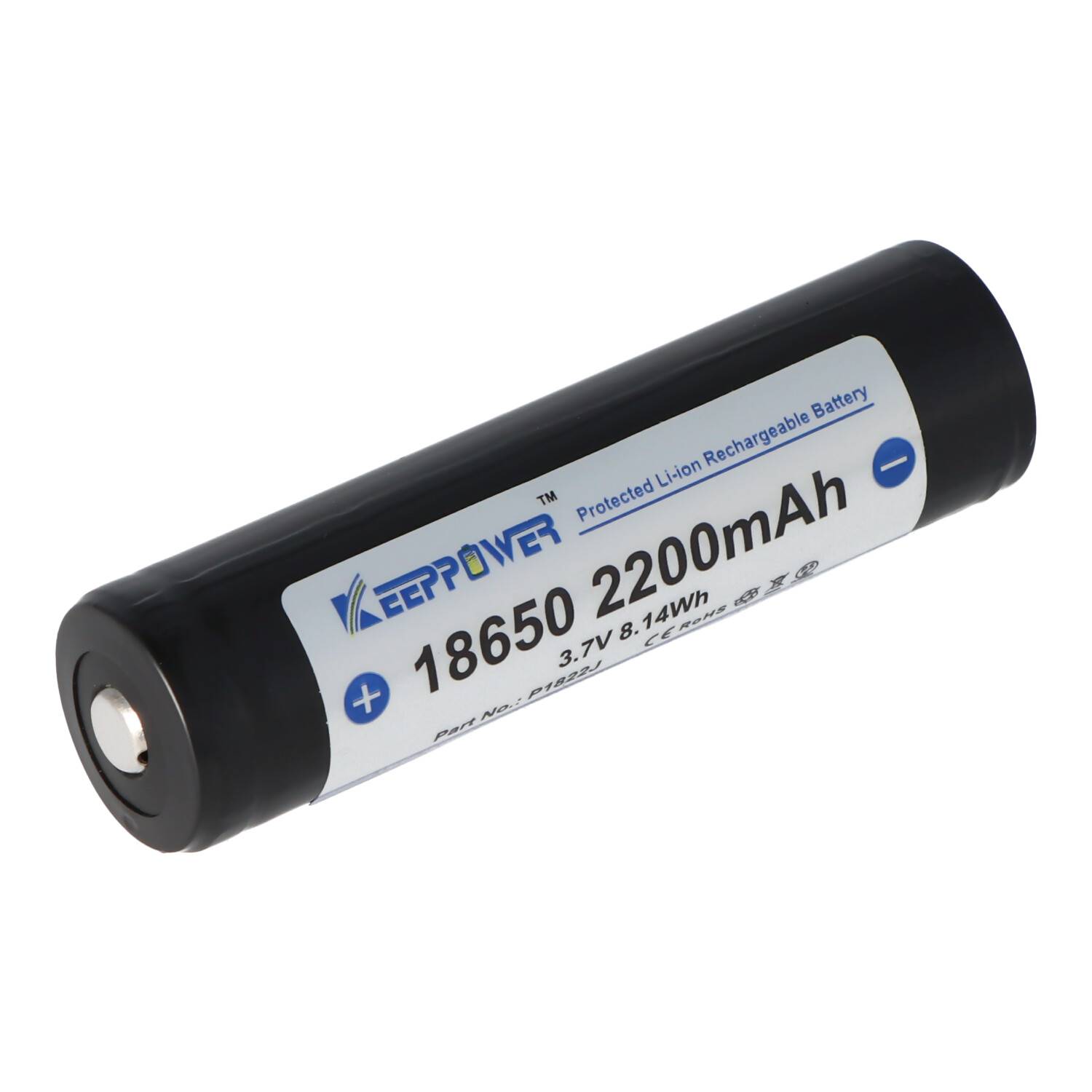 Keeppower 18650 - 2200mAh, 3,7V Li-Ion-Akku geschützt 68,9x18,5mm
