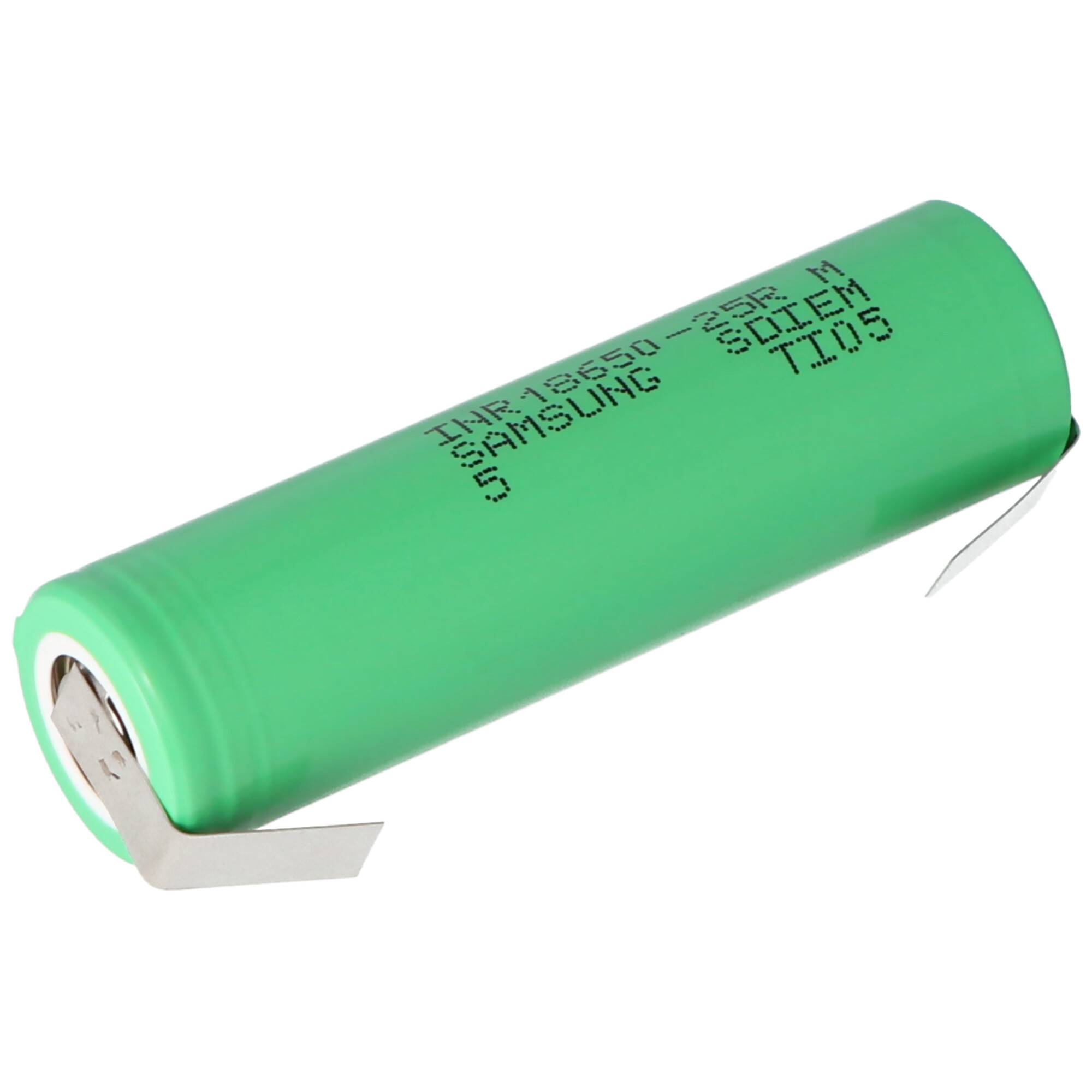 INR18650-25R 2500mAh 3,6V - 3,7V ungeschützt mit Lötfahne U Form, 64,85x18,3mm