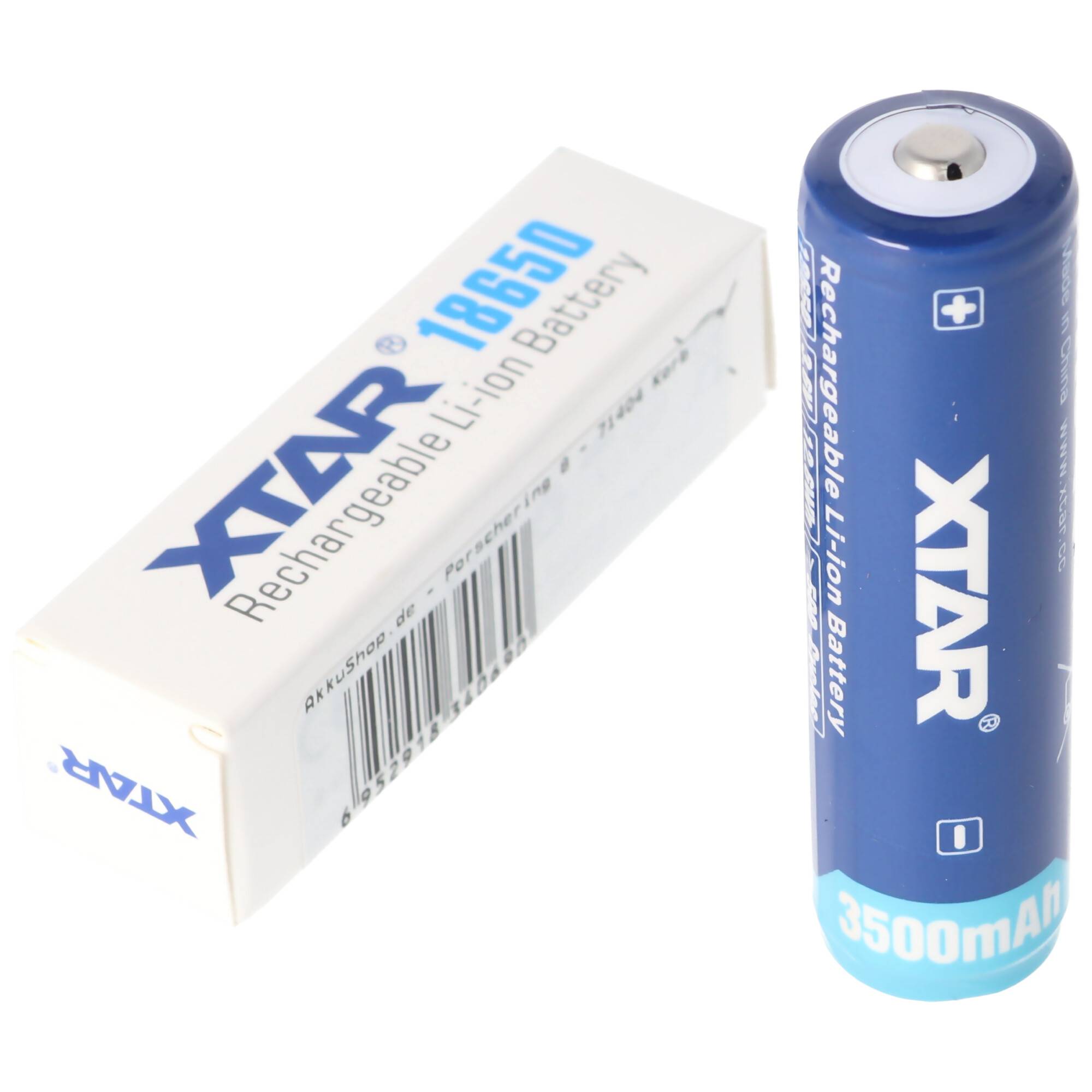 XTAR 18650 3500mAh 3,6V - 3,7V Li-Ion-Akku geschützt mit Kopf, Abmessungen 68,8x18,6mm